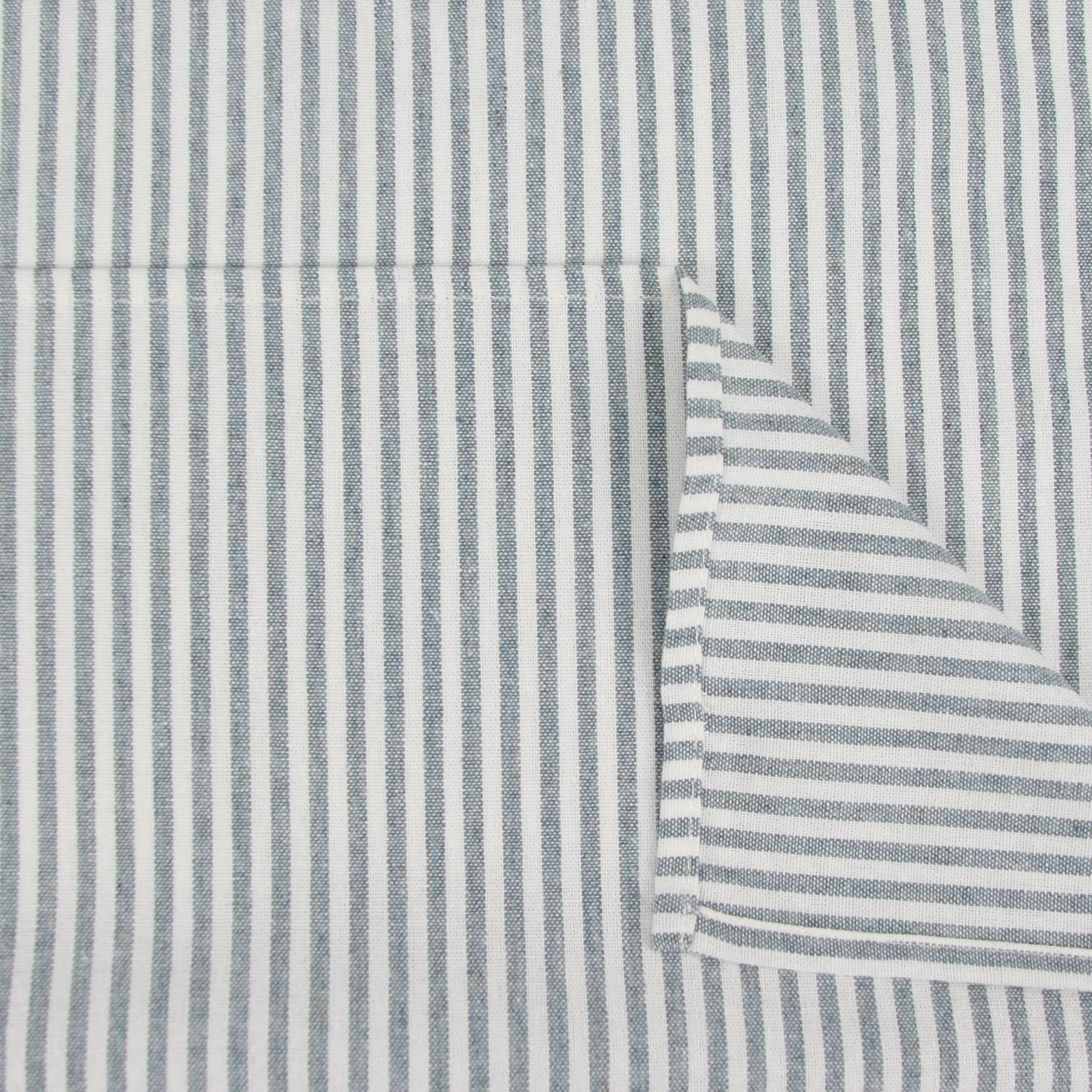 Infei Plain Striped Cotton Linen Blended Dinner Cloth Napkins - Set Of 12 (17 X 17 Inches) - For Events & Home Use (Ocean)