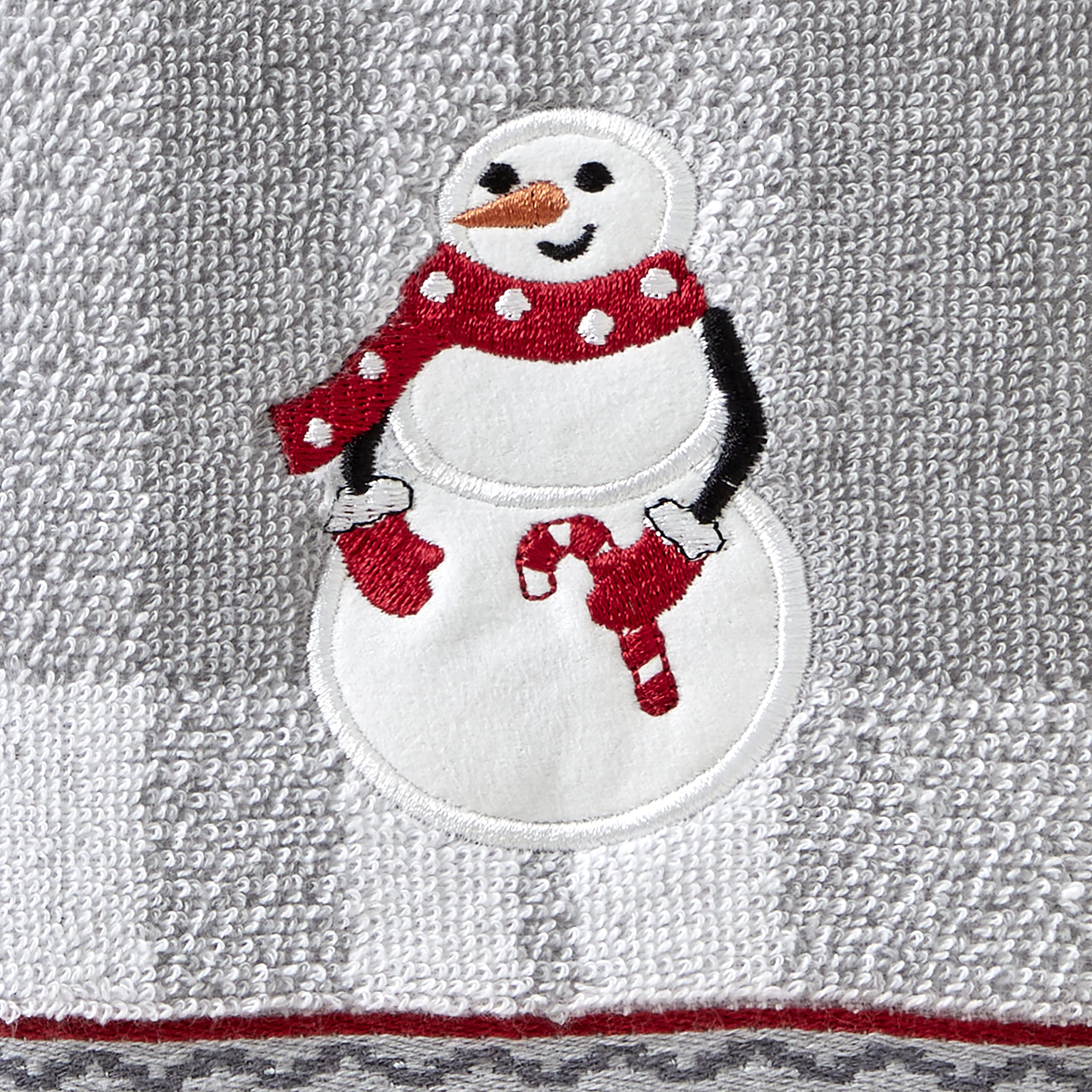 Skl Home Christmas/Winter Whistler Snowman Hand Towel Set For Bath/Kitchen/Bar & Gift, 16'' X 26'', Gray 2 Count