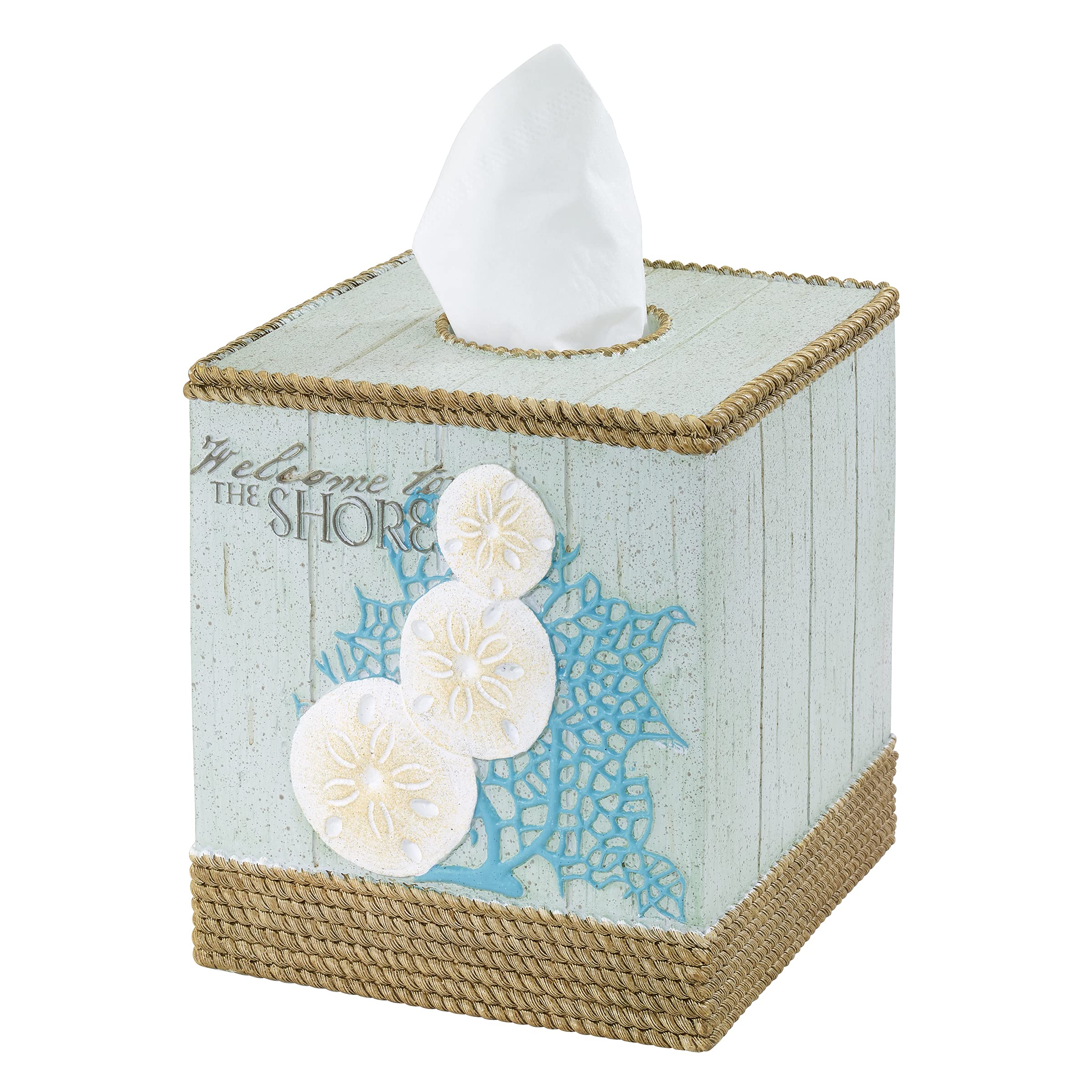 Avanti Linens - Tissue Box Cover, Guest Bathroom Essentials, Beach Inspired Home Decor (Beachcomber Collection)