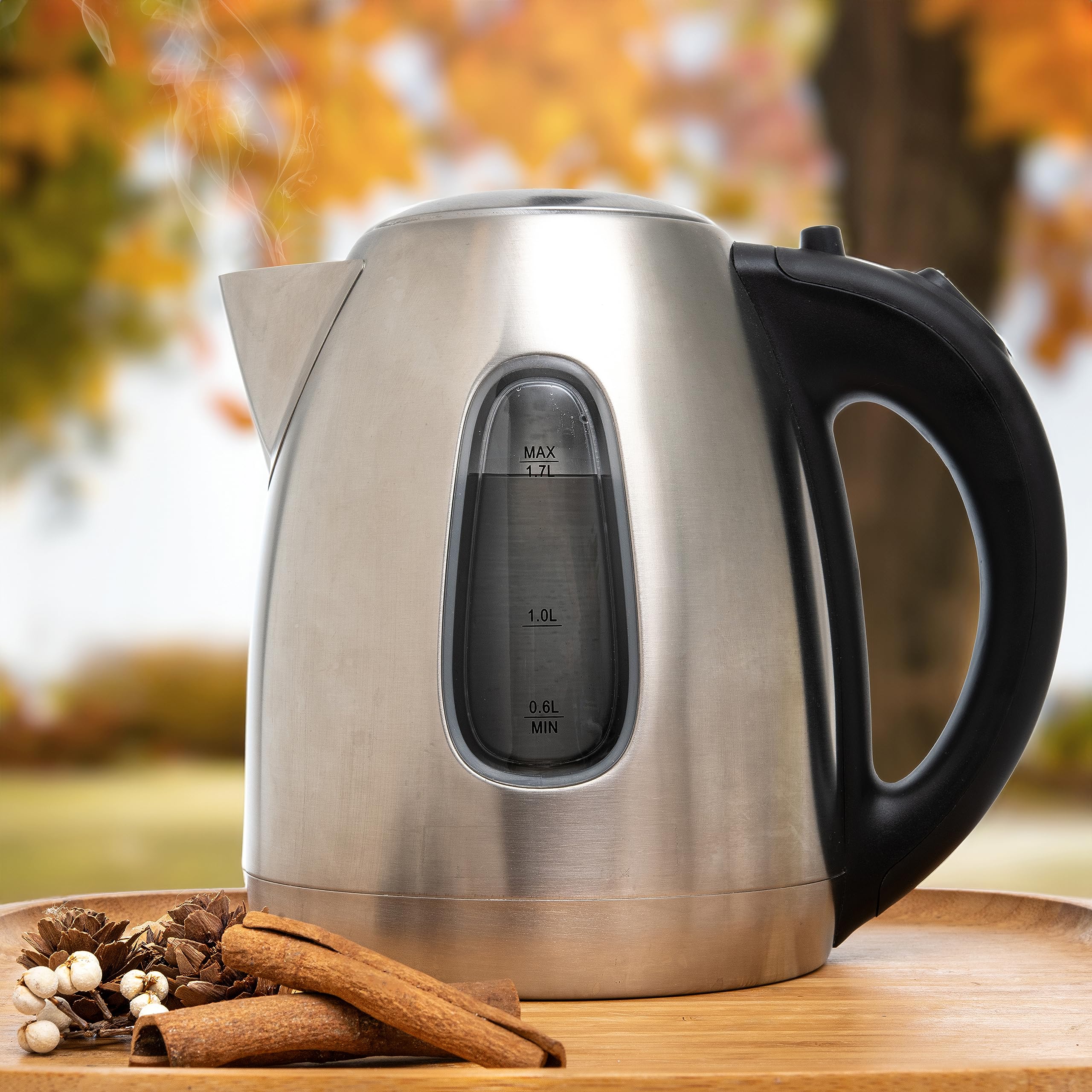 Mixpresso Stainless Steel Electric Kettle, Cordless Pot 1.7L Portable Electric Hot Water Kettle, 1500W Strong Fast Boiling Pot,