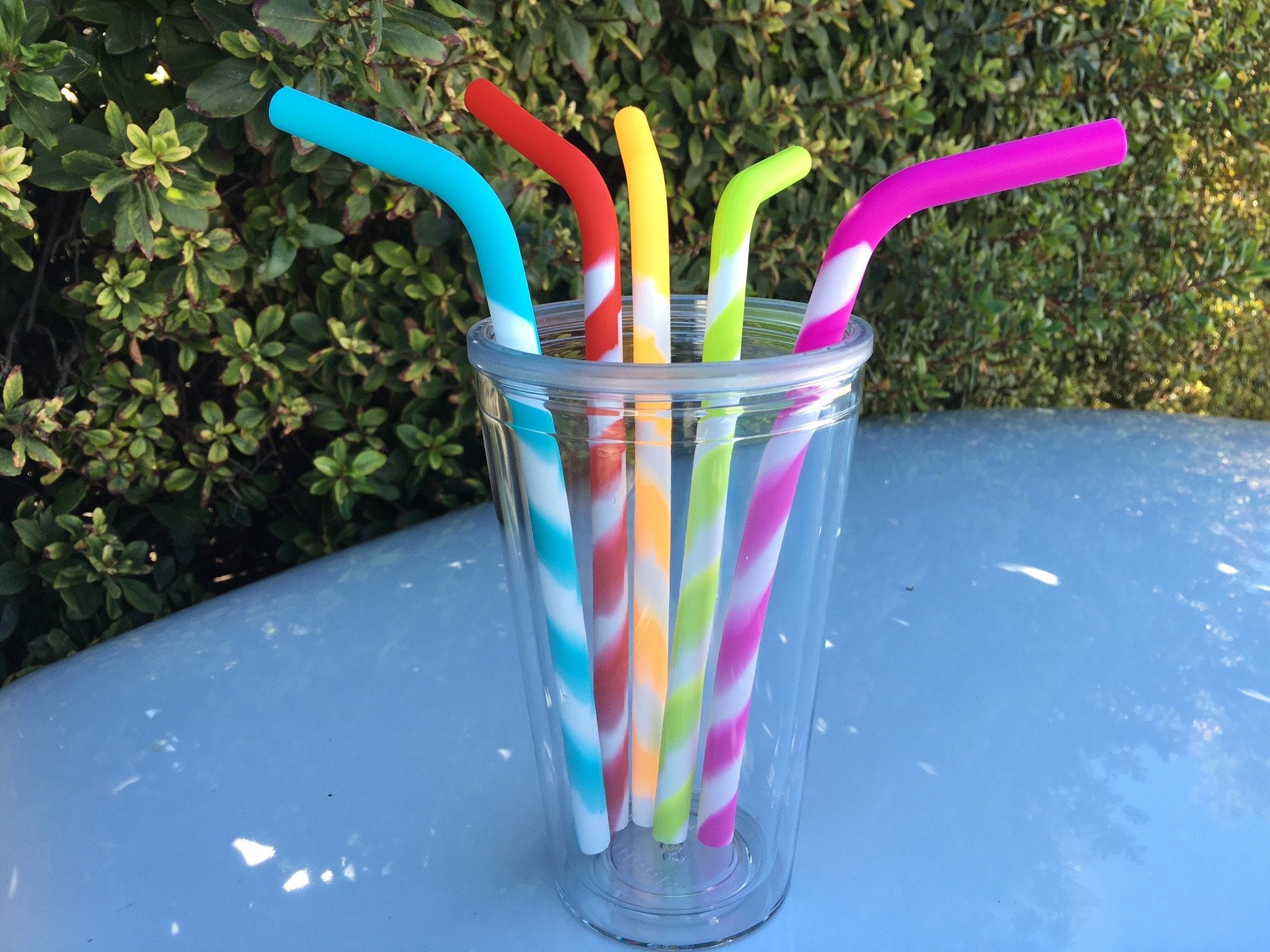 California Straws, Food Grade Silicone Reusable Drinking Straws (5-Pack)- Dishwasher Clean, Safe For Kids