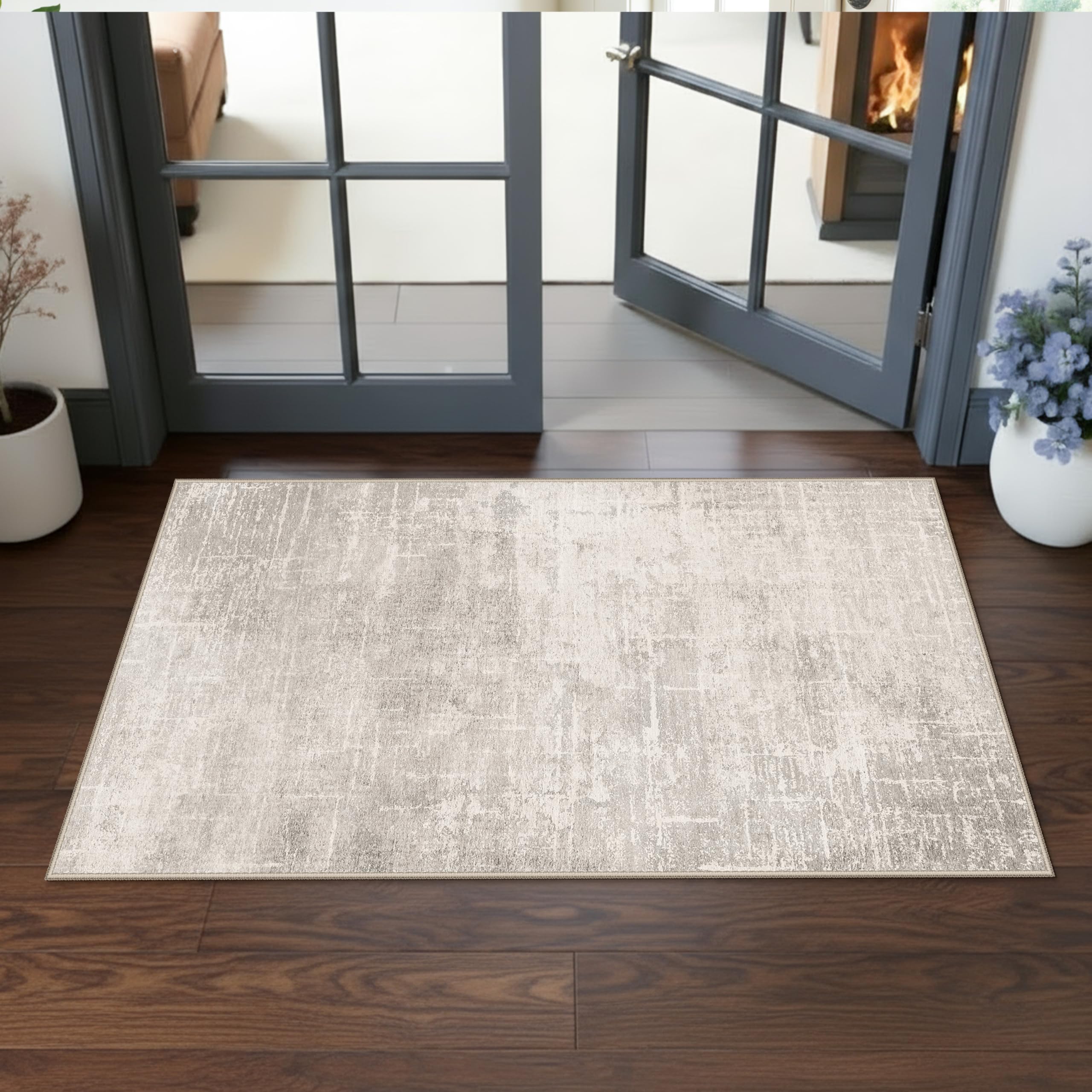 Washable 2x4 Entryway Area Rugs: Abstract Water Resistant Kitchen Sink Rug Non-Slip Durable Doormat Ultra Soft Living Room Bedro