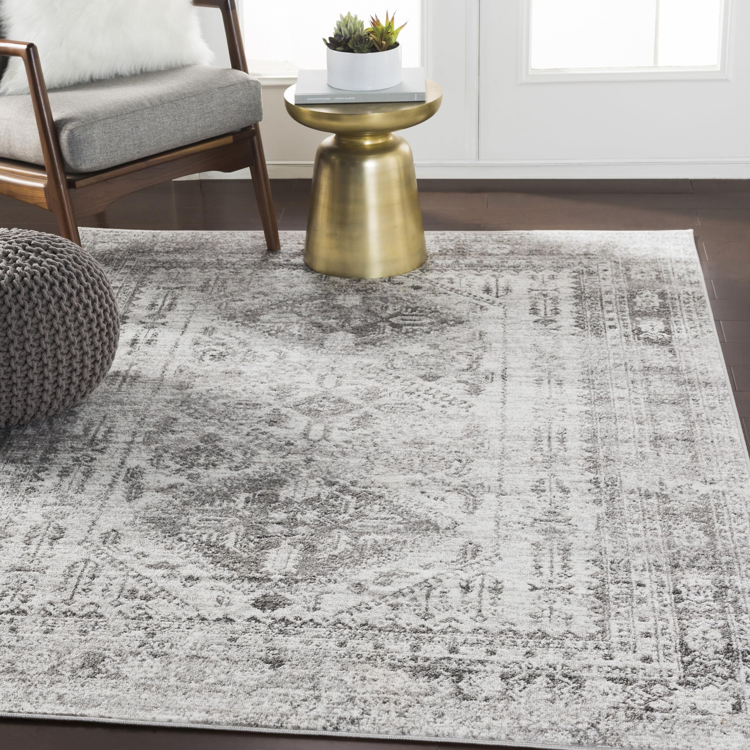 Livabliss Desta Vintage Oriental Area Rug,53 x 73,Charcoal