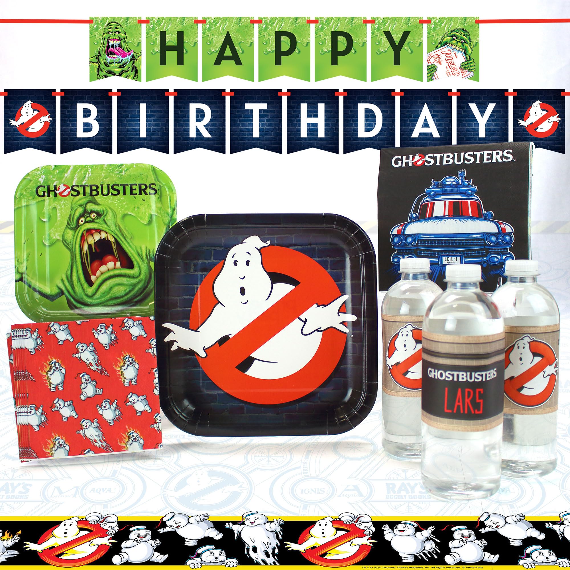Ghostbusters Birthday Party Supplies, 8 Dinner Plates, 8 Dessert Plates, 16 Water Bottle Labels, 16 Luncheon Napkins, 16 Beverag