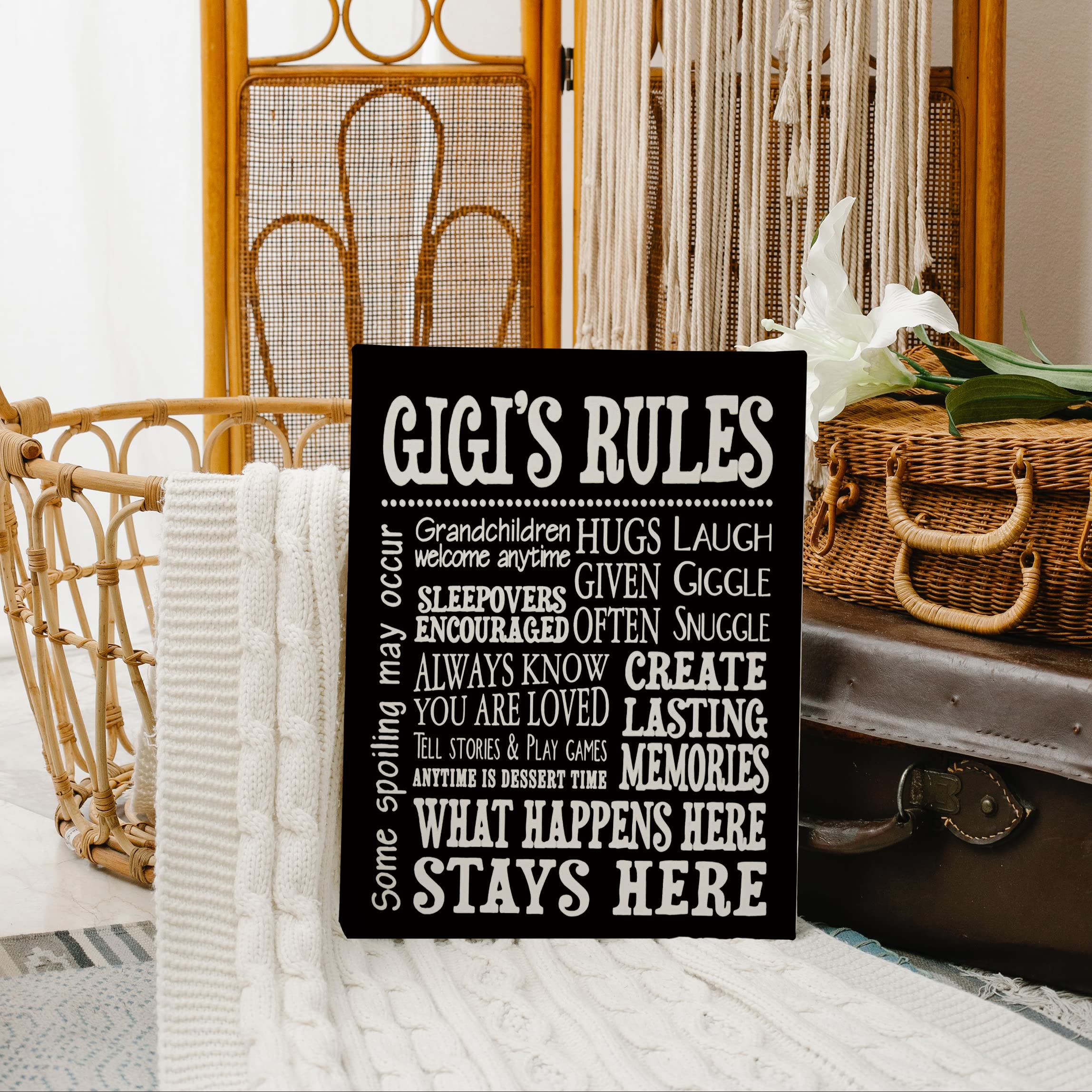 Gigi'S Rules Welcome Canvas Wall Art Prints Artwork Signs Framed For Front Porch Decor Wall Decor Farmhouse Home Room Decor, 11