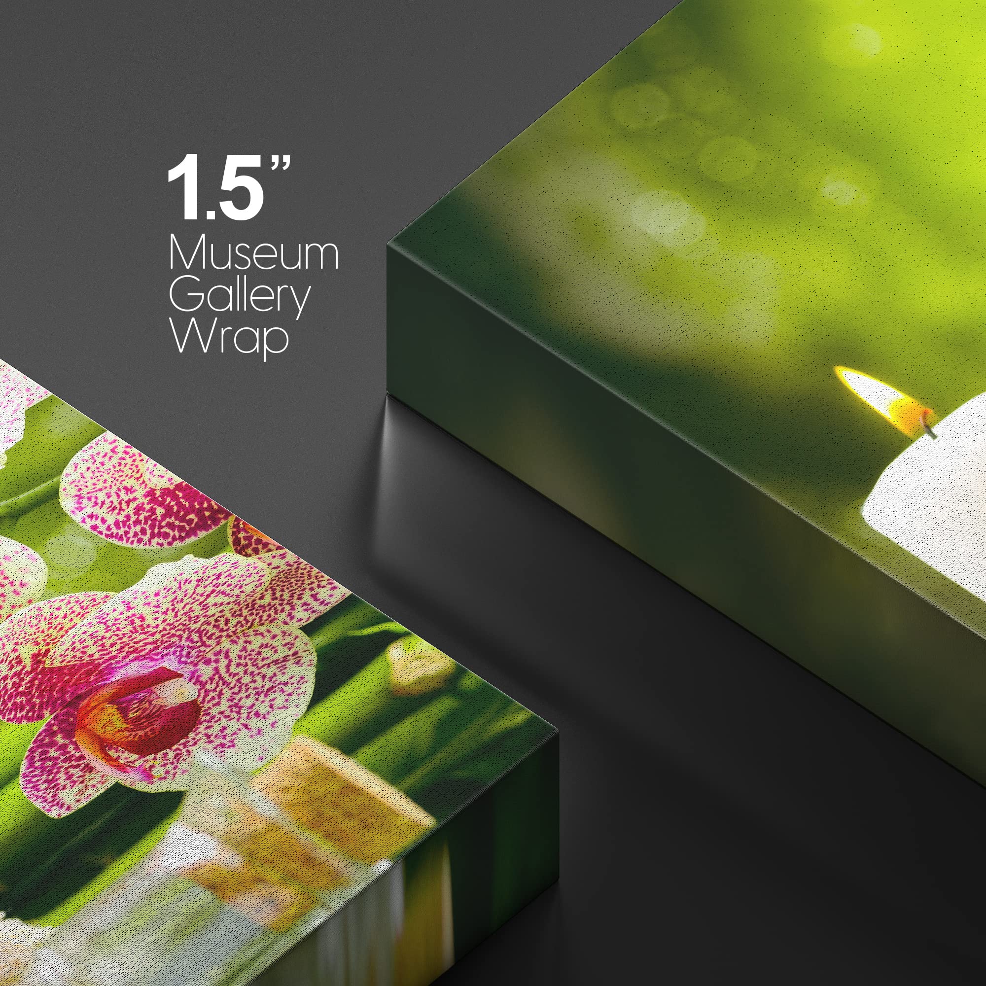 Wall26 Canvas Print Wall Art Massage Stones Zen Pink Orchid Flower Plants Candles Nature Wilderness Photography Realism Rustic L