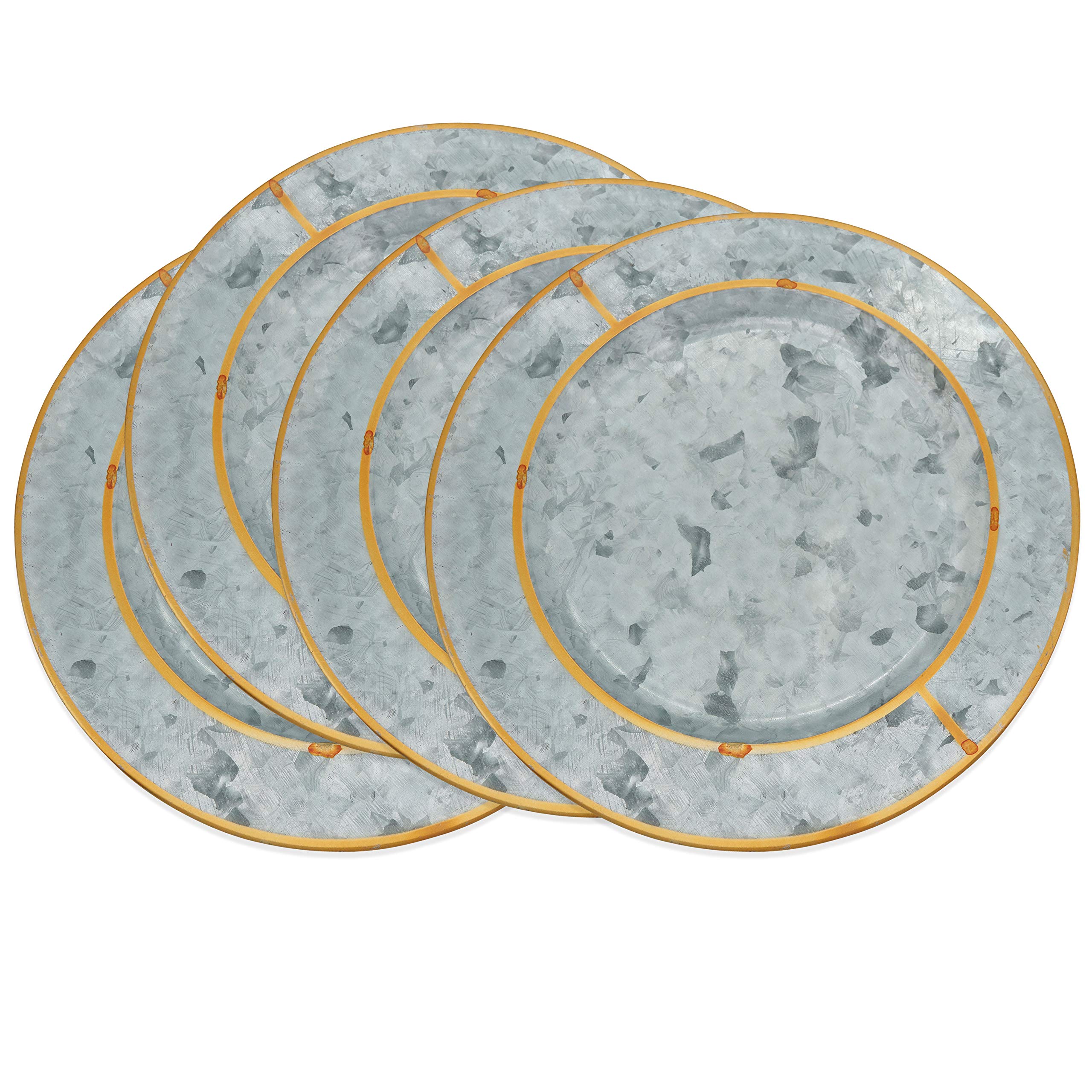 Gold Rim Galvanized Charger Plates (Set Of 4)