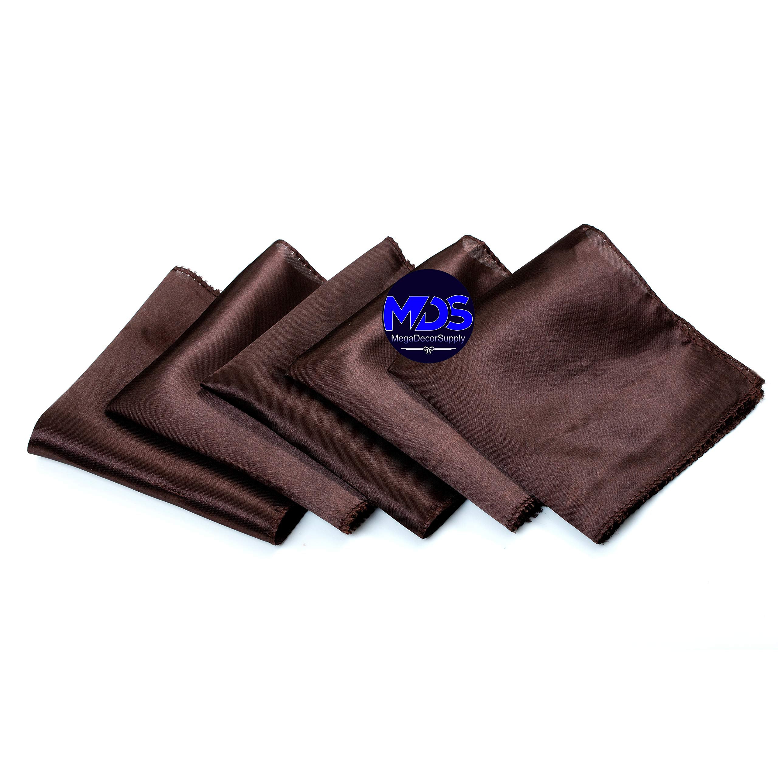 Mds Pack Of 100 Wedding Satin 12''X 12'' Square Dinner Napkin Or Handkerchief For Wedding Banquet Decoration - Coffee