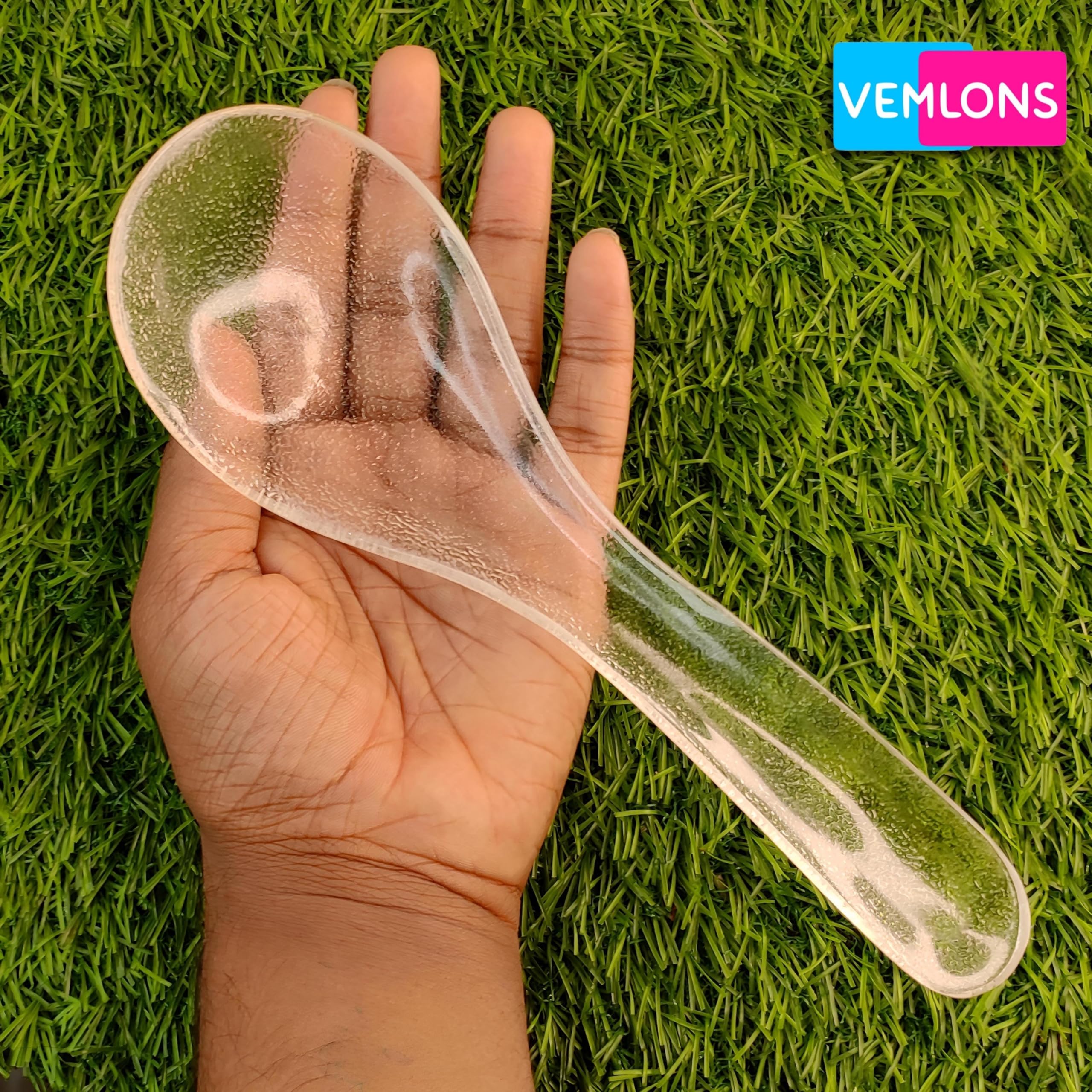 Vemlons Transperent Serving Spoon Long Handled Serving Spoon Acrylic Tableware (Set Of 4)