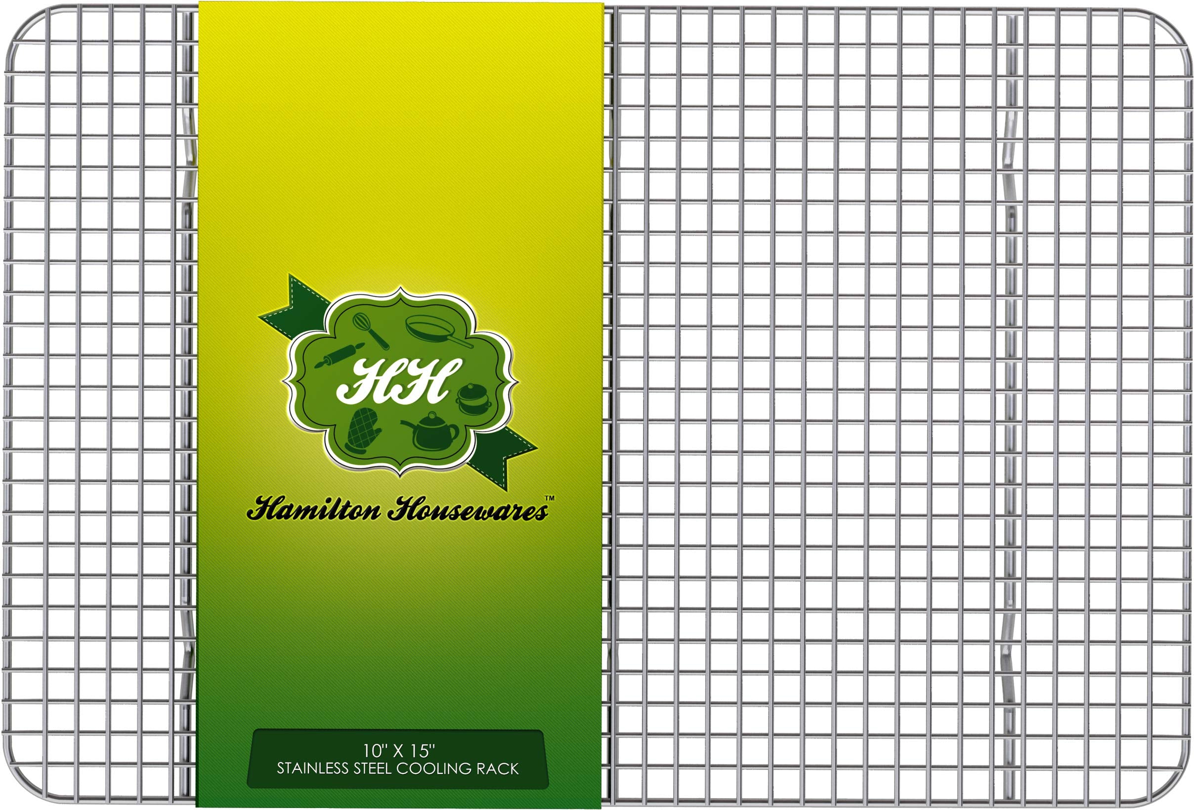 Hamilton Housewares Stainless Steel Cooling Rack - Heavy Duty And Oven Safe, Good For Cooling, Baking And Roasting - Fits 15 1/4