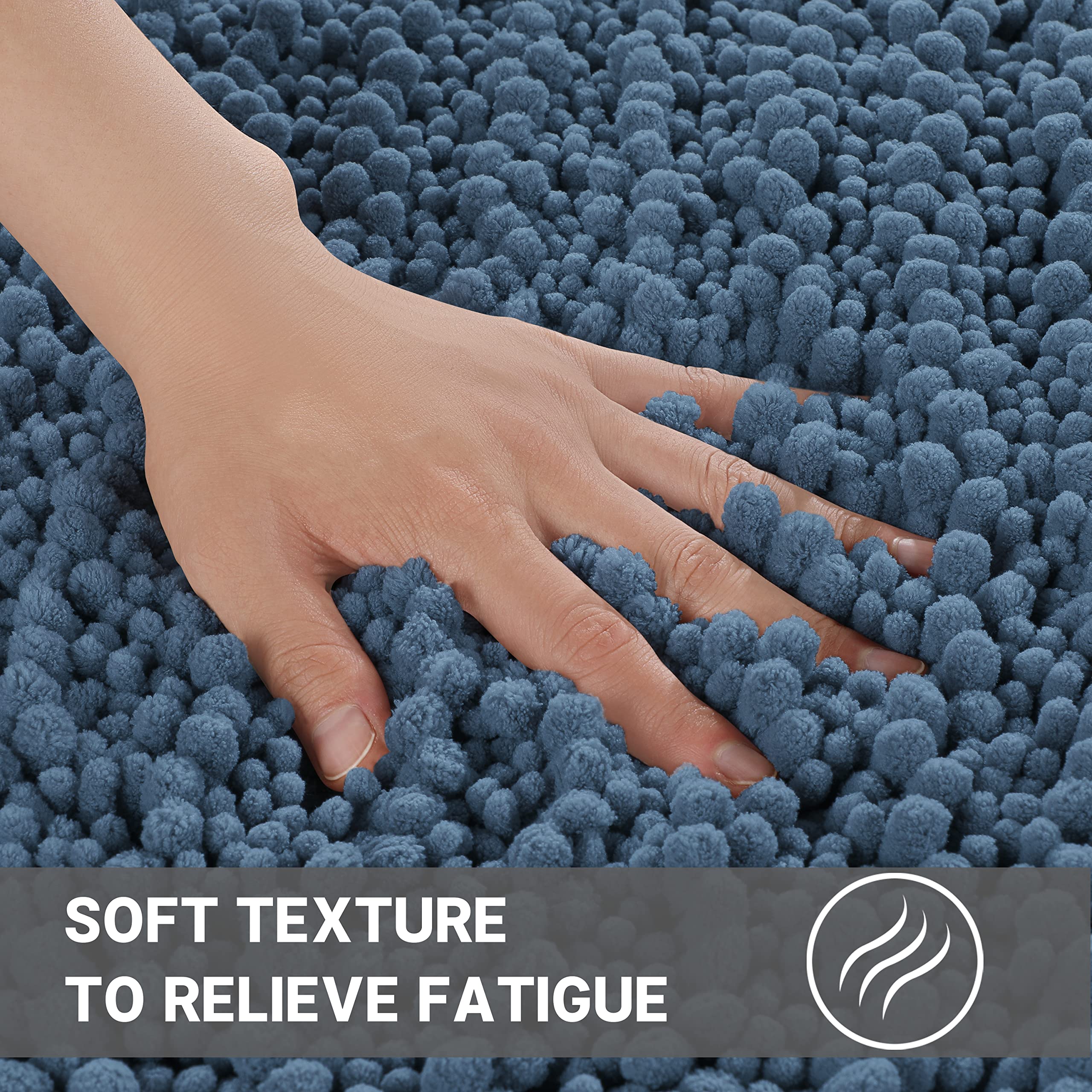 Yimobra Bathroom Rugs Sets 3 Piece, Fluffy Plush Chenille Baht Room Mats Set With Toilet Rug U Shaped, Shaggy Absorbent Non Slip