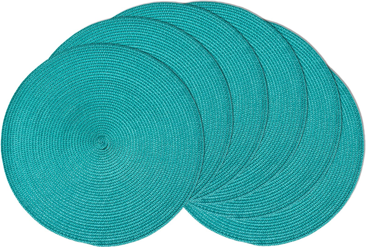 Ahhfsmei Round Braided Placemats 15 Inch Round Table Mats For Dining Tables Natural Woven Heat Resistant Place Mats Set Of 6 (Tu