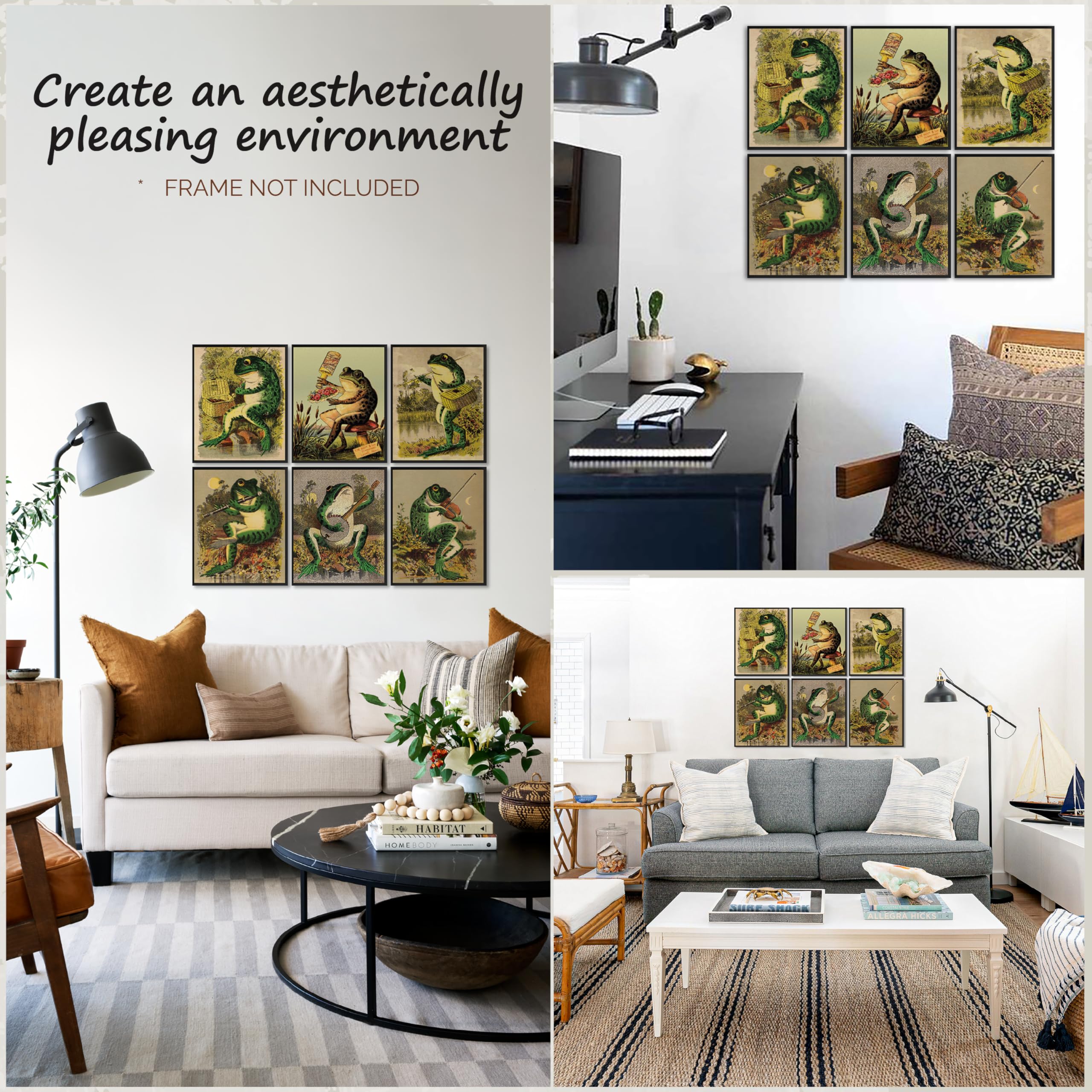 97 Decor Frog Poster Retro Poster Wall Art Print Retro Frog Posters Retro Positive Quote Wall Art Canvas for Living Room Bedroom Kids Room Decorate Room Home Decor Gift