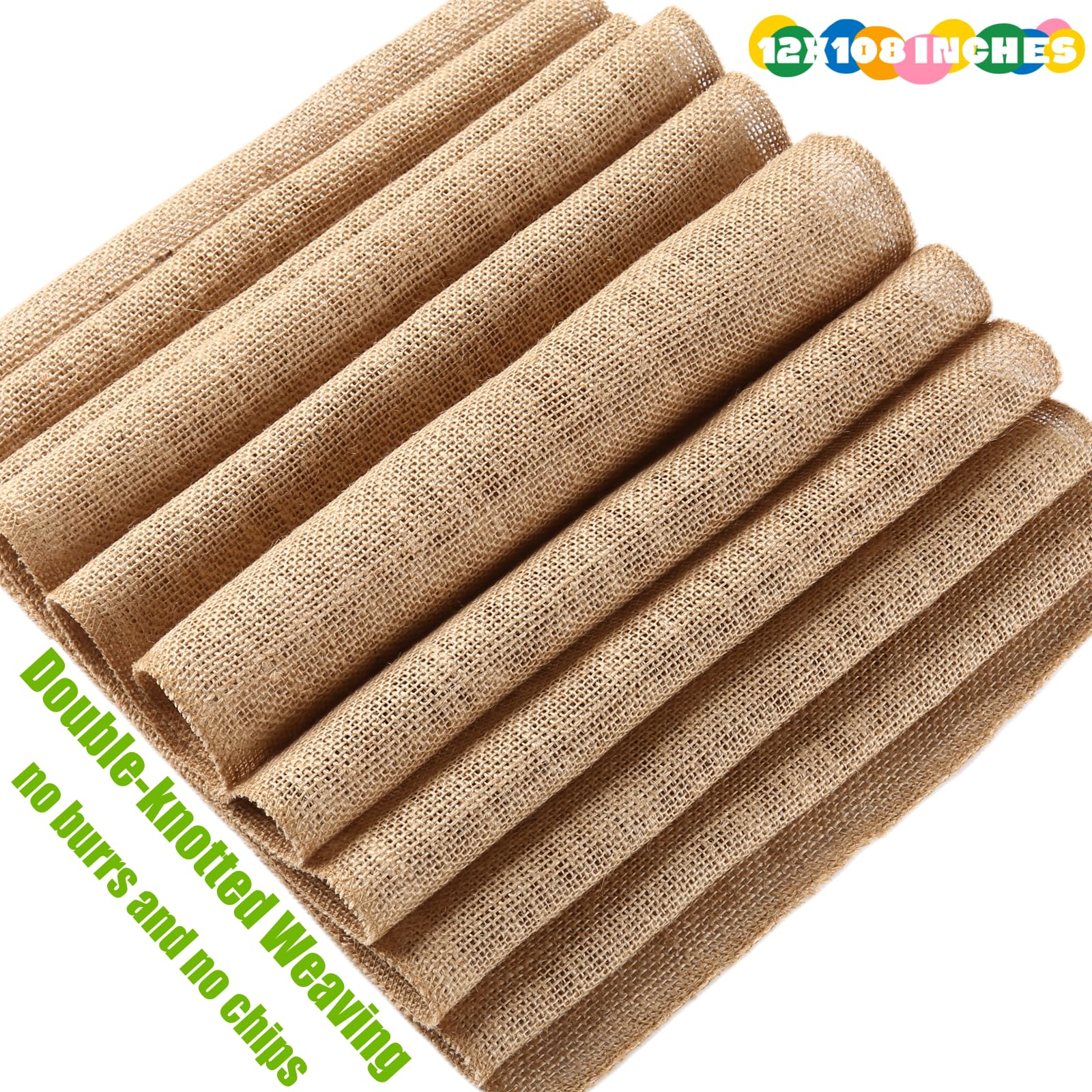 Kennuocat Burlap Table Runners - Natural And Eco-Friendly Versatile Premium Jute Fabric Rolls -12X108Inches(1 Roll) Decor For We