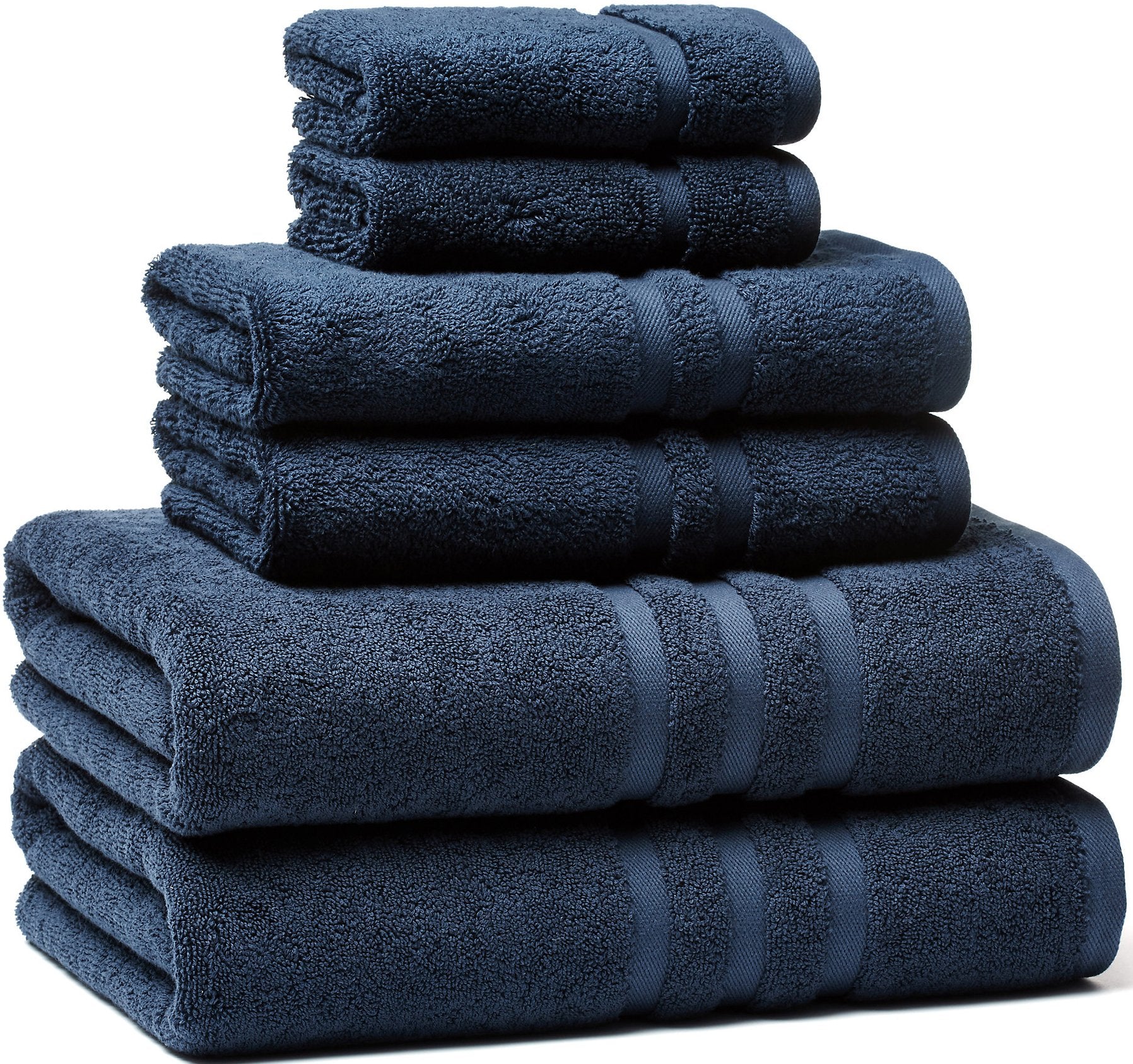 Luxury Hotel & Spa, Turkish Cotton,6 Pieces Towels Set, Max-Softness By Veteran Textile (Navy Blue)