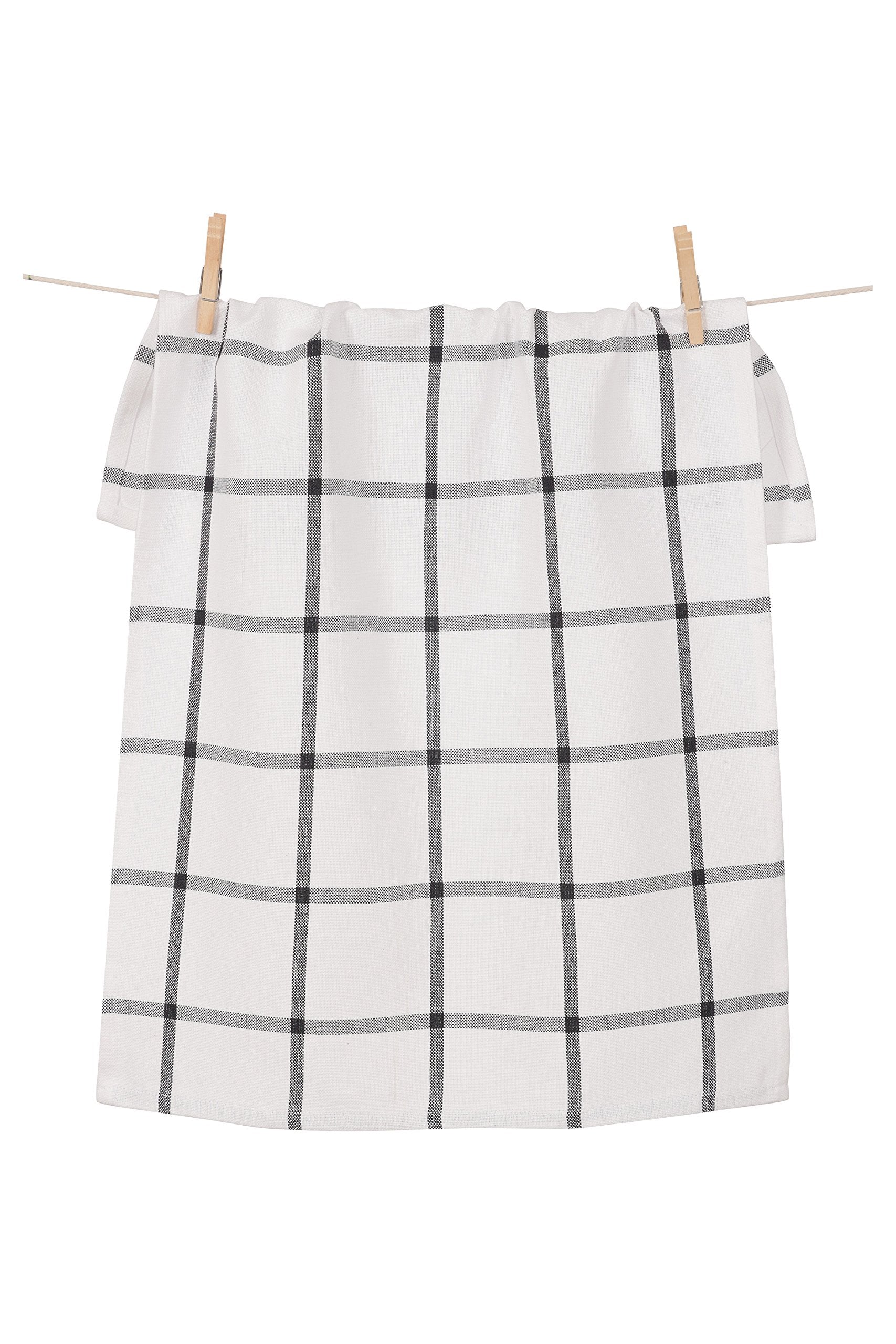 Kaf Home Kitchen Towels, Set Of 6, Black & White, 100% Cotton, Machine Washable, Ultra Absorbent
