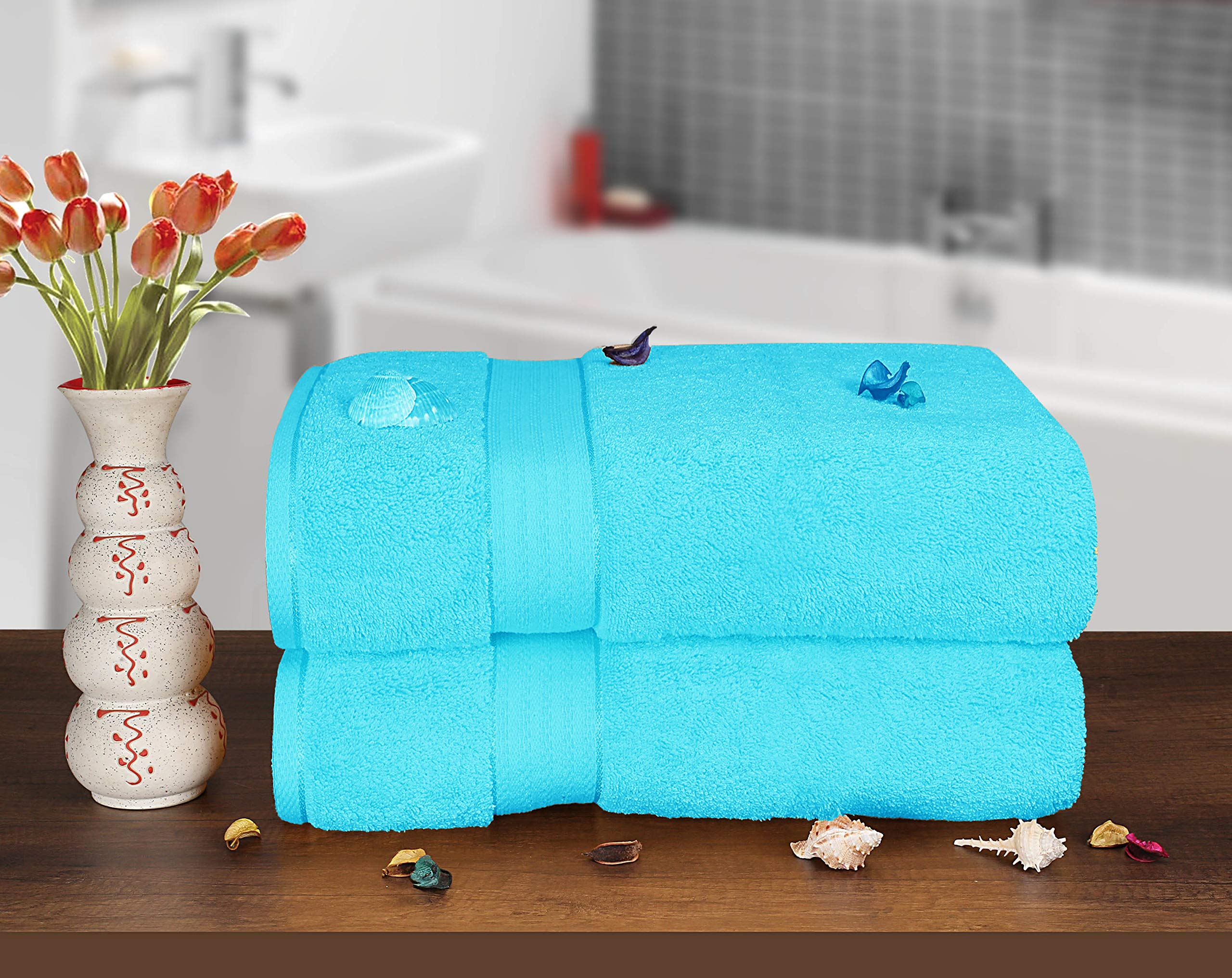 Glamburg 700 Gsm Premium Oversized Extra Large Cotton 2 Pack Bath Sheet 35X70-100% Combed Cotton - Luxury Hotel & Spa Quality -