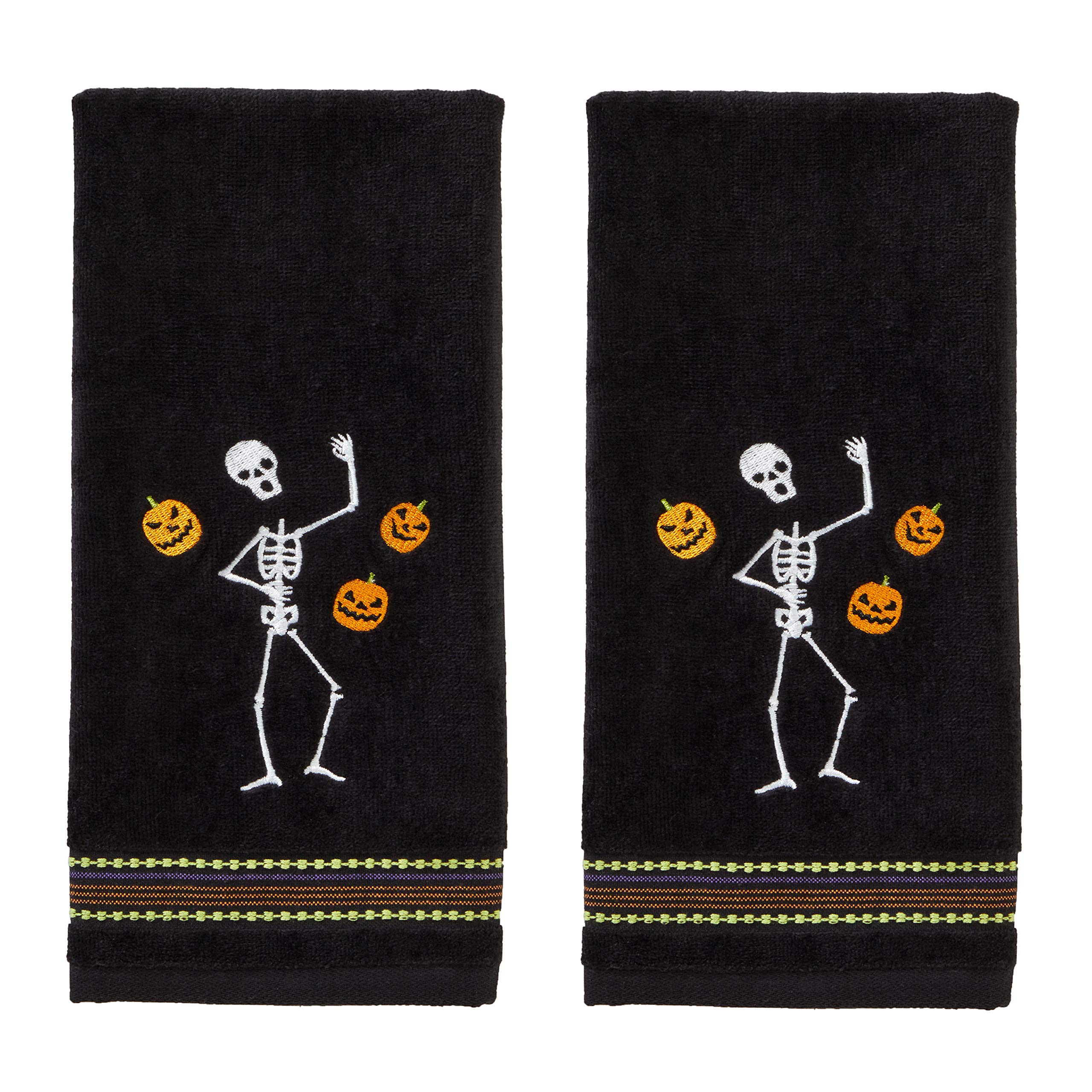 Skl Home By Saturday Knight Ltd. Juggling Skeleton Hand Towel Set, Black 2 Pack