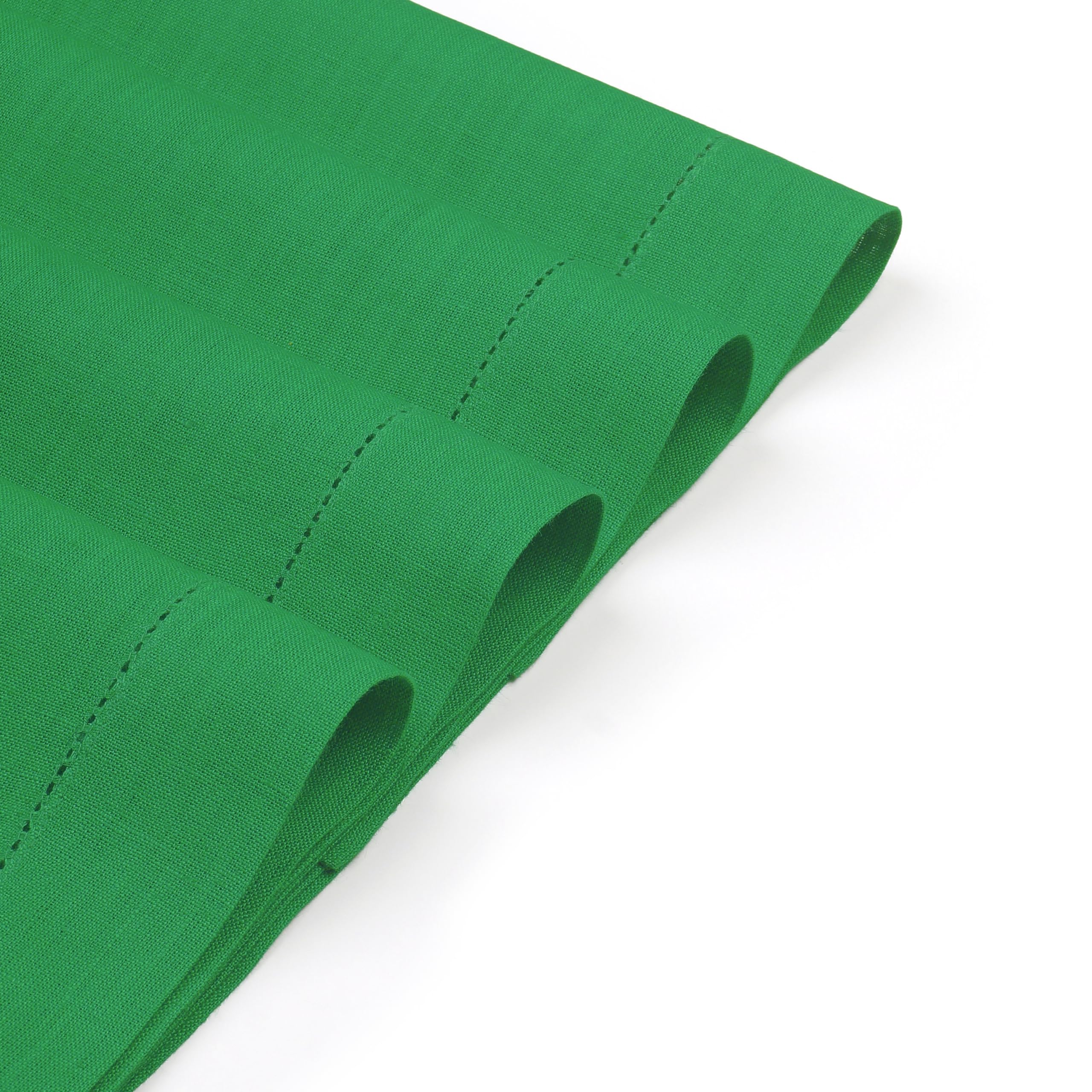 D'Moksha Homes Linen Placemats Set Of 4-100% Pure Linen Kelly Green Placemats 14 X 19 Inch - Classic Hemstitch, Washable Kelly G