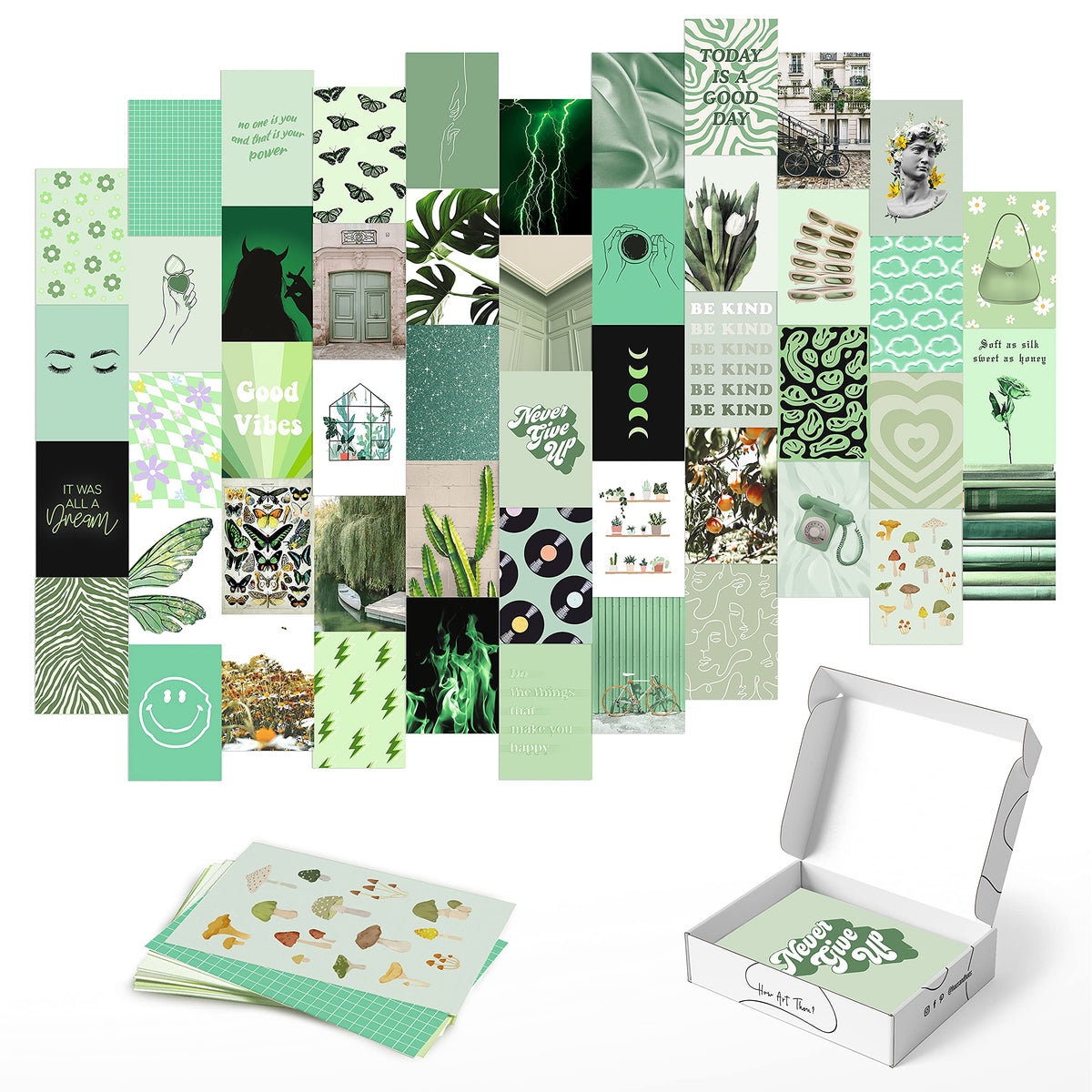 Haus And Hues Green Wall Collage Kit - Poster Green Pictures For Wall Collage Kit For Teens Vsco Wall Collage Wall Kit Aesthetic