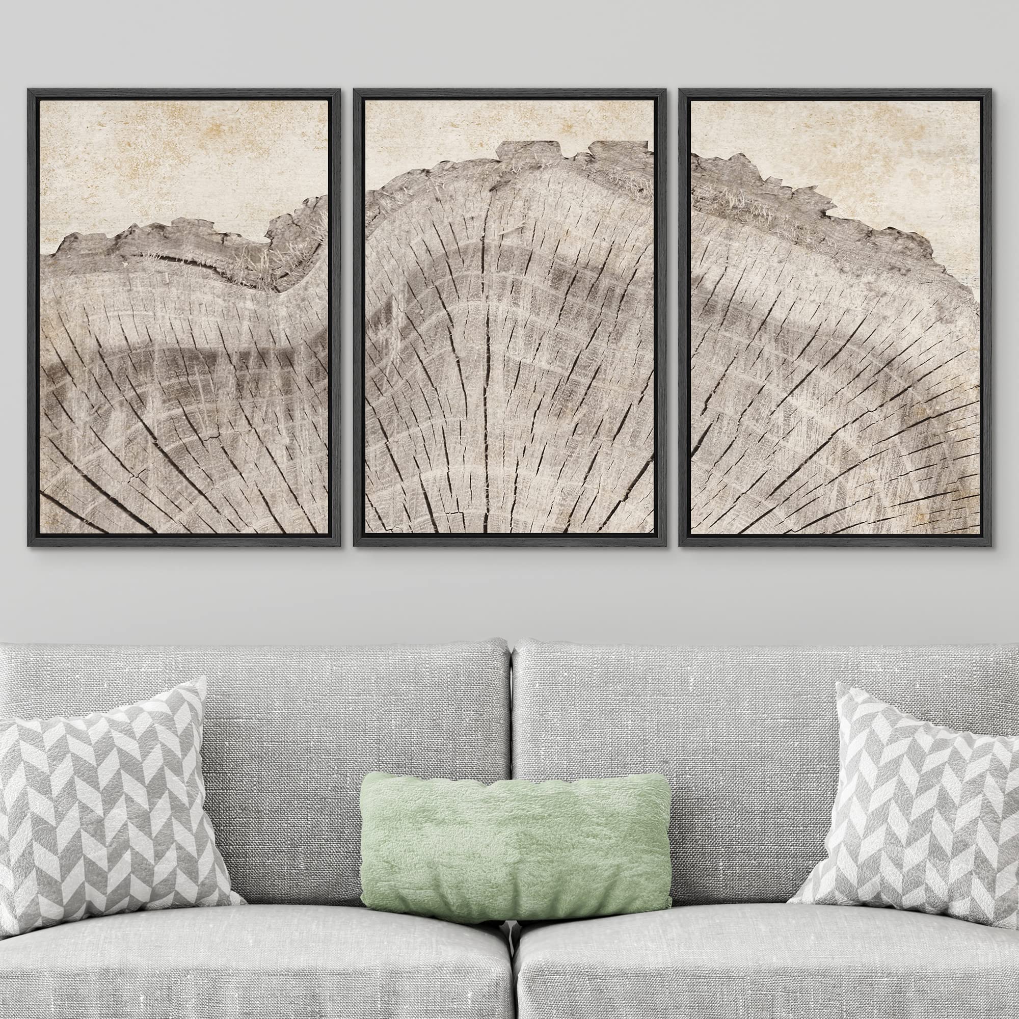 Signwin Framed Canvas Print Wall Art Set Retro Close Up Oak Wood Tree Rings Nature Wilderness Illustrations Modern Art Decorativ