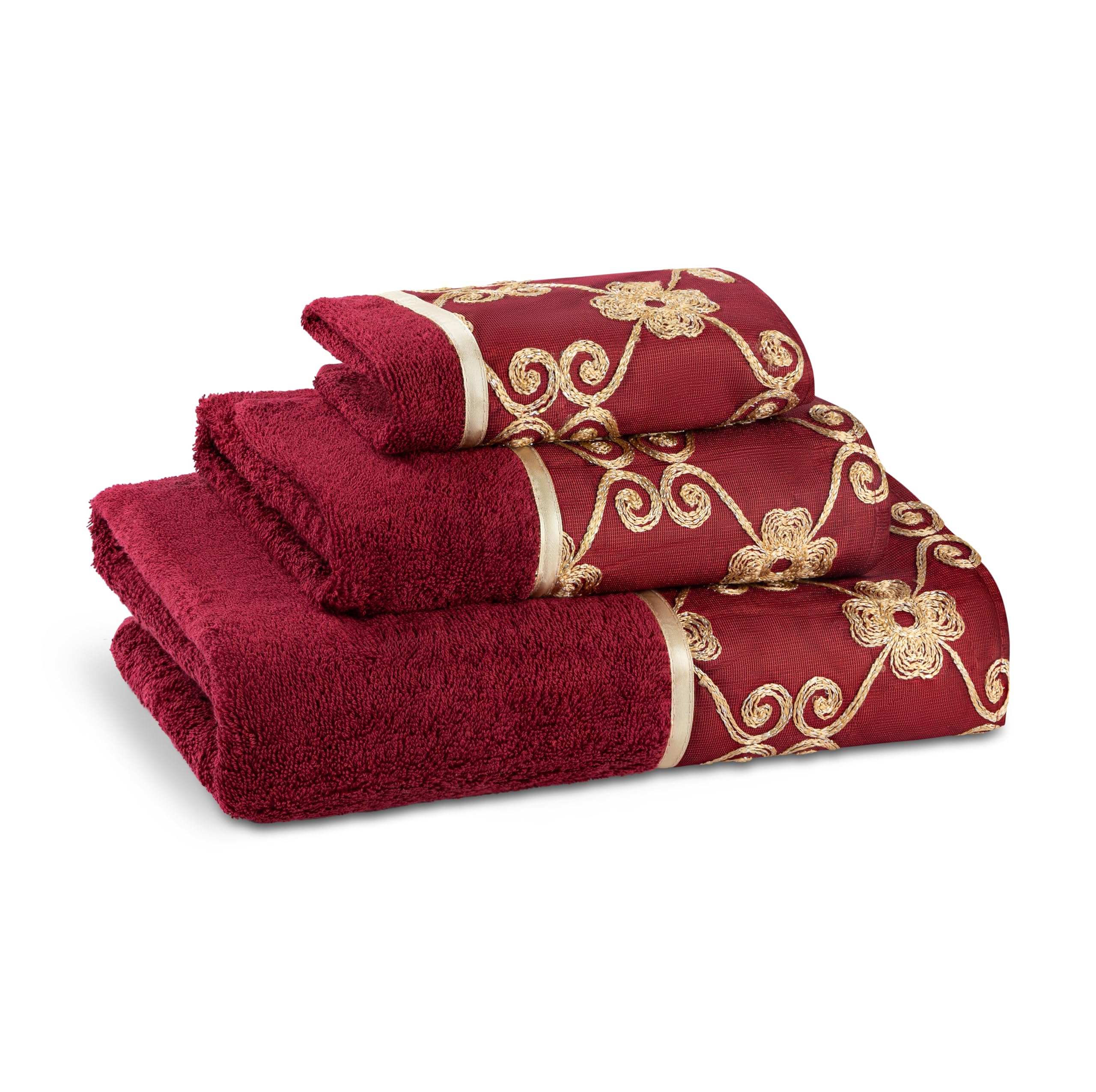Zahari Home Elegant Rose Classic Bathroom Towel Set 3 Piece Towel Bath Towel, Hand Towel And Wash Towel Stylish Luxury Contempor