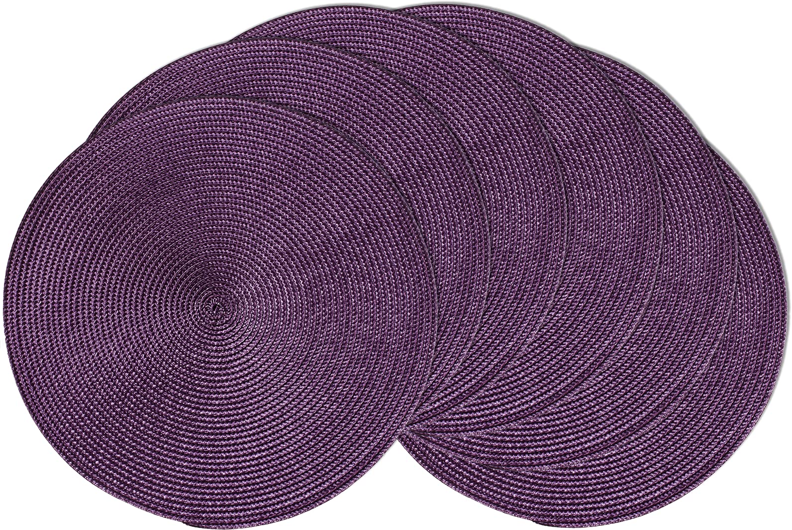 Ahhfsmei Round Braided Placemats 15 Inch Round Table Mats For Dining Tables Natural Woven Heat Resistant Place Mats Set Of 6 (Pu