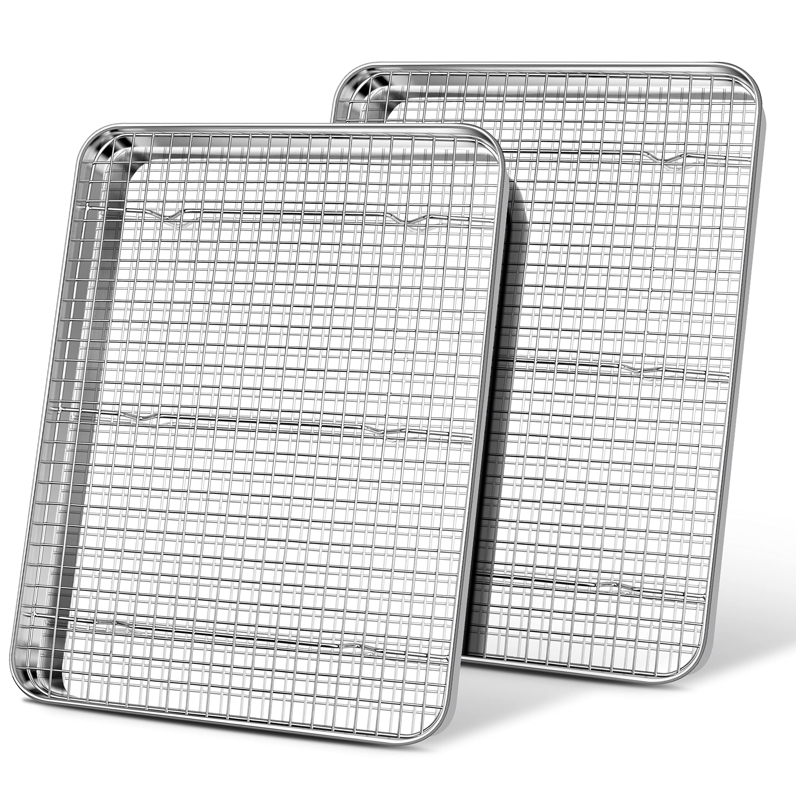 17.5 Inch Baking Sheet Pan With Rack Set Of 4, Joyfair Stainless Steel Half Size Large Cookie Sheets With Cooling Racks, Non-Tox