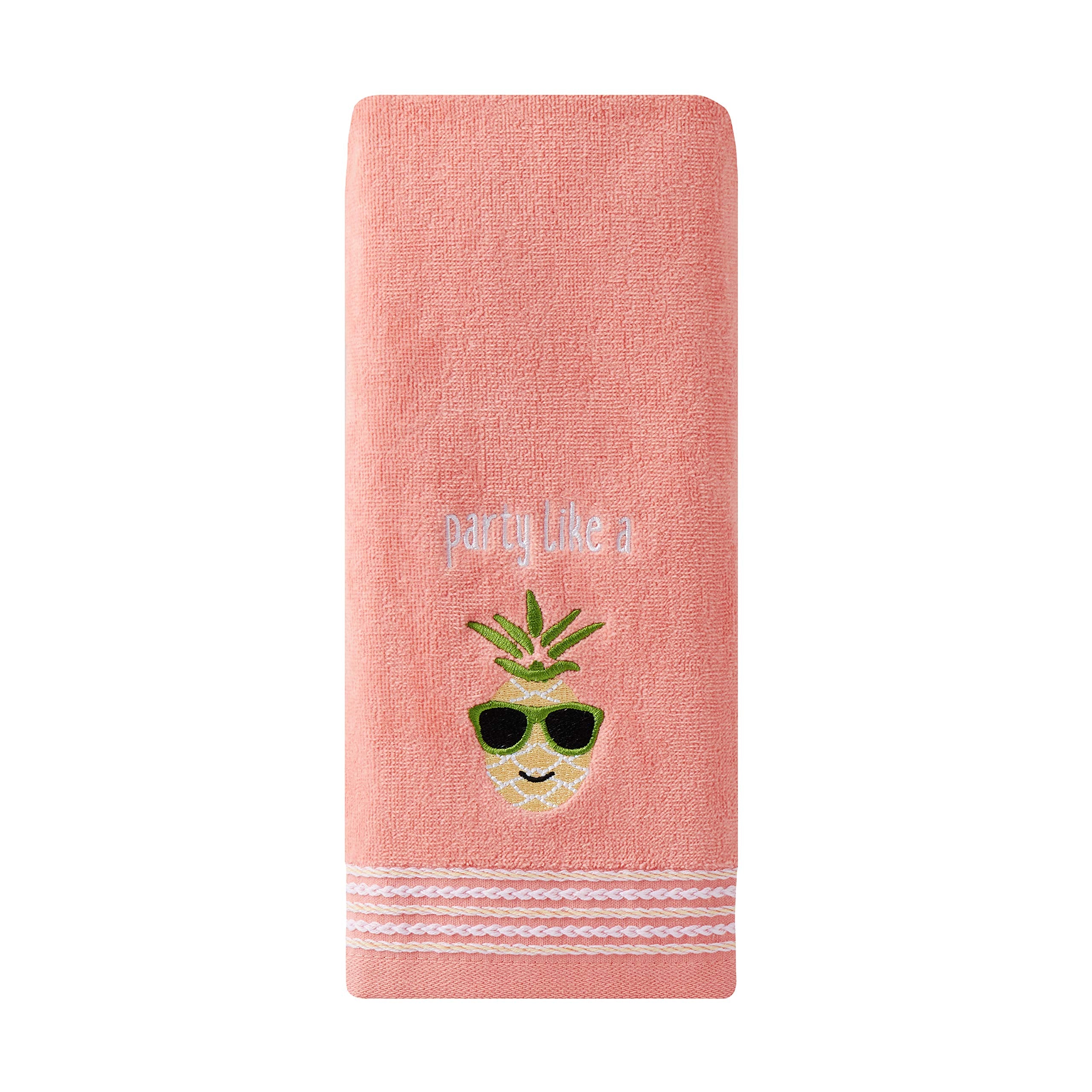 Skl Home By Saturday Knight Ltd. Party Pineapple 2 Pc Hand Towel Set, Coral Pink