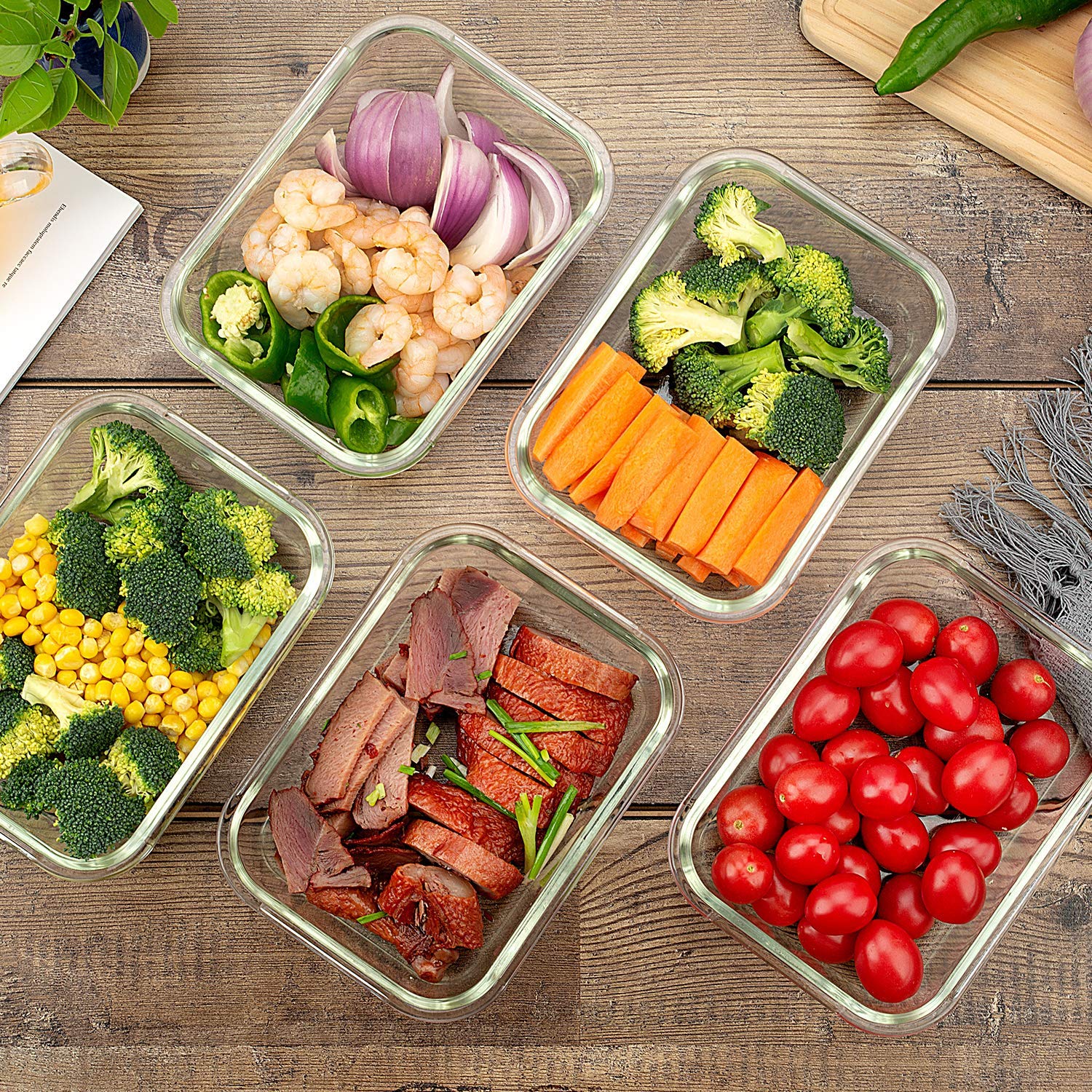 C Crest Glass Meal Prep Containers, [10 Pack] Glass Food Storage Containers With Lids, Airtight Glass Bento Boxes, Bpa Free & Le