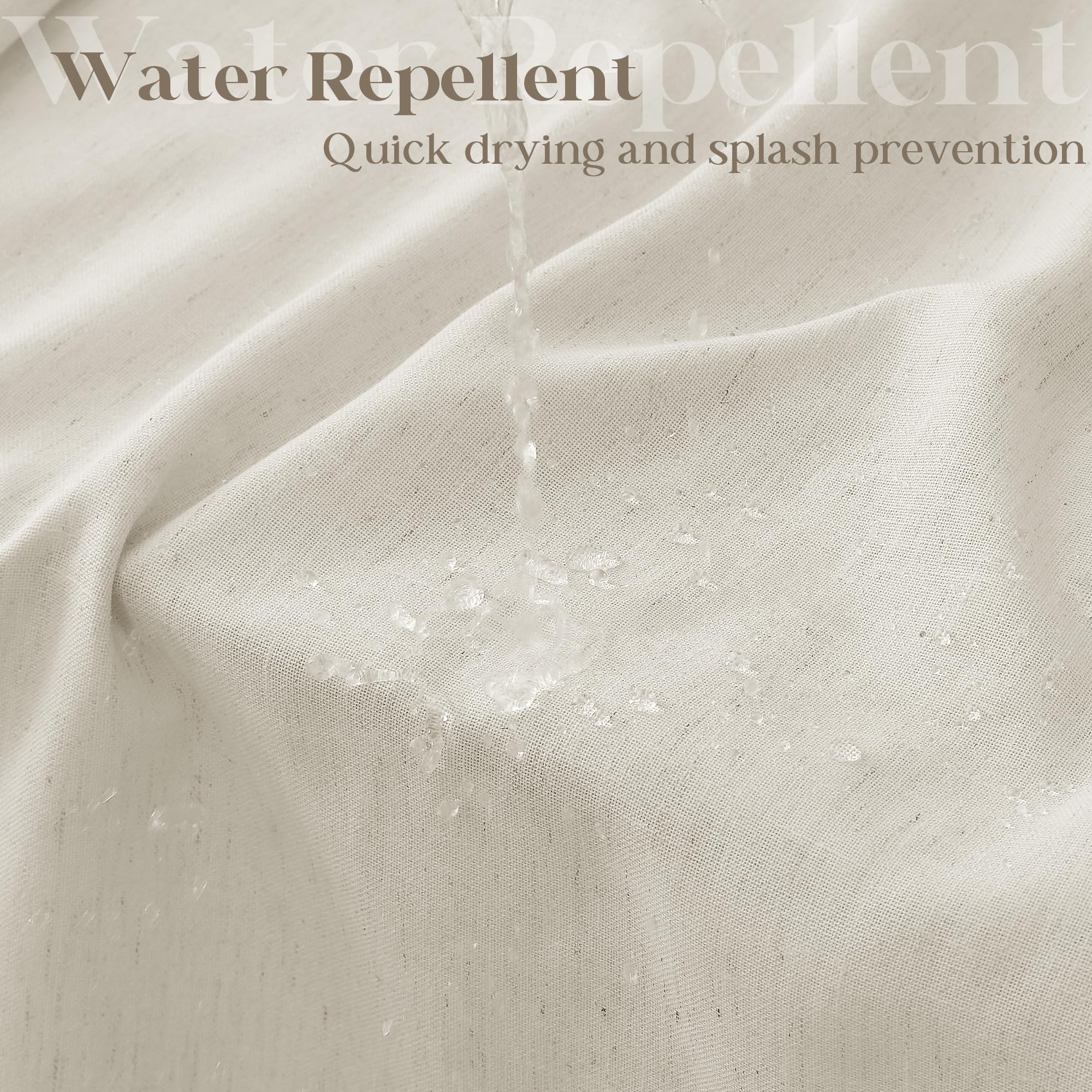 Neutral Linen Shower Curtain For Bathroom With Hooks Water Repellent Earthy Tone Simple Greige Bath Curtain Flax Burlap French C