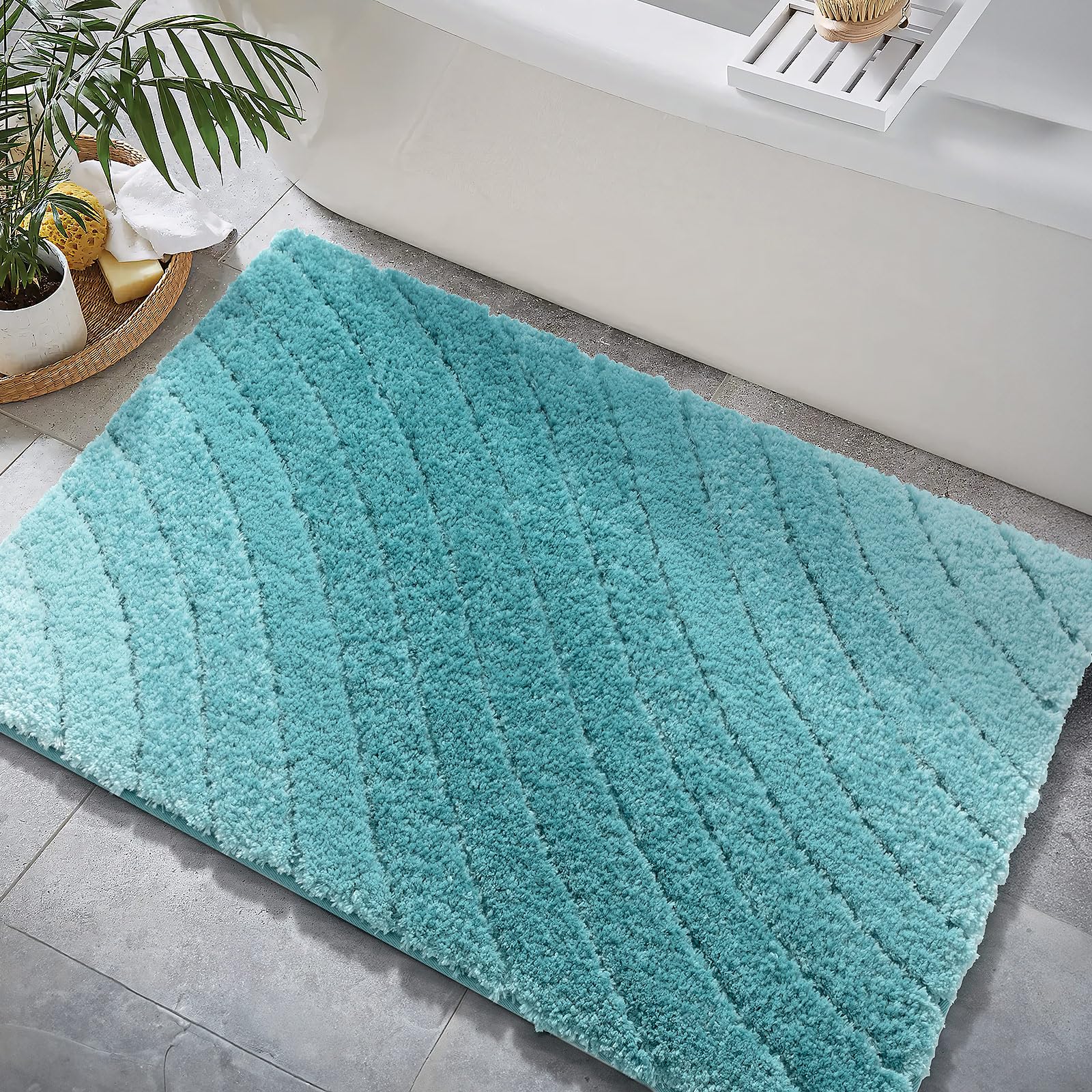 Dexde Luxury Bathroom Rug Mat, Plush Fluffy Microfiber Bath Rugs, Extra Soft And Absorbent Bathroom Mat Non-Slip, Bath Mats For