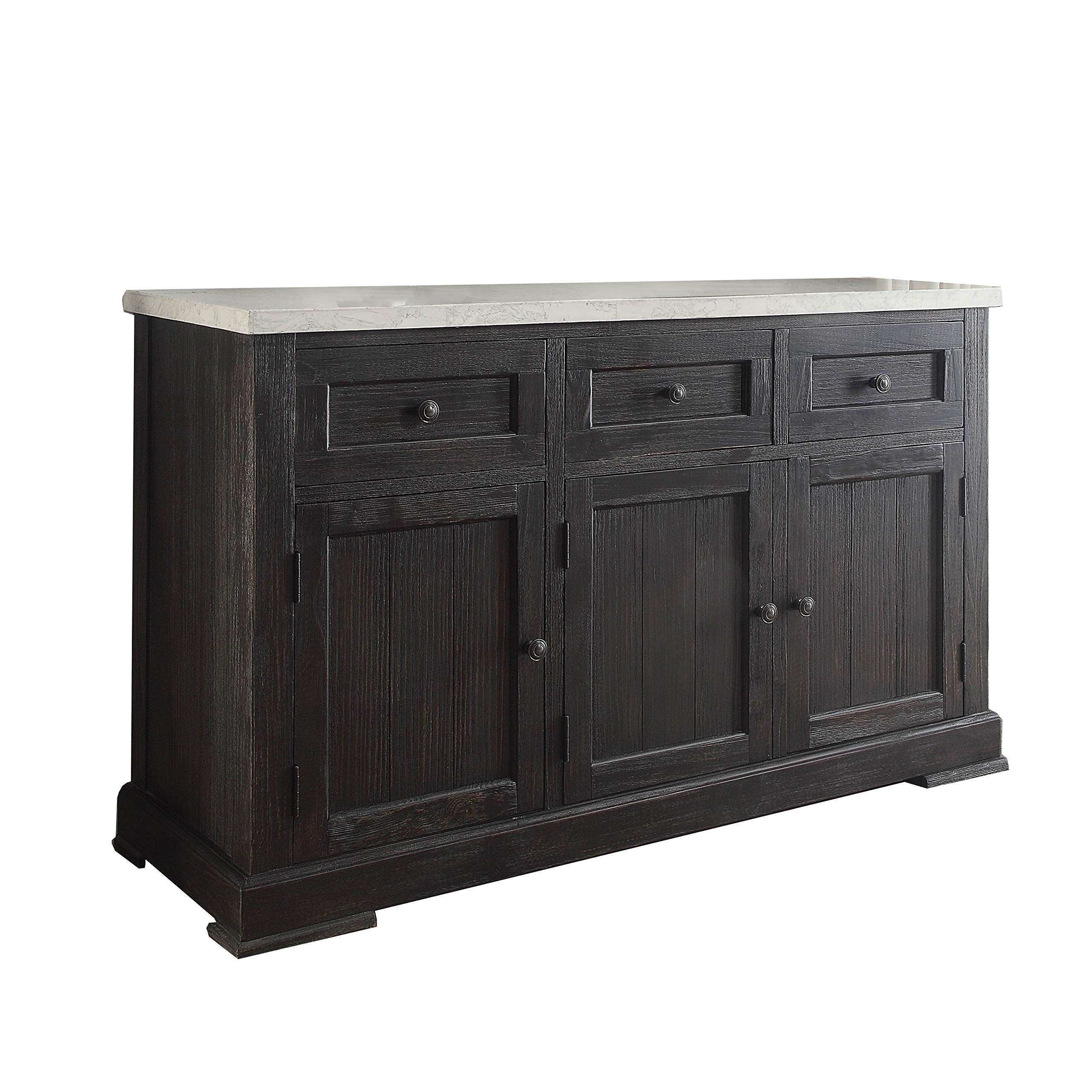 Acme Nolan Server in White Marble and Salvage Dark Oak