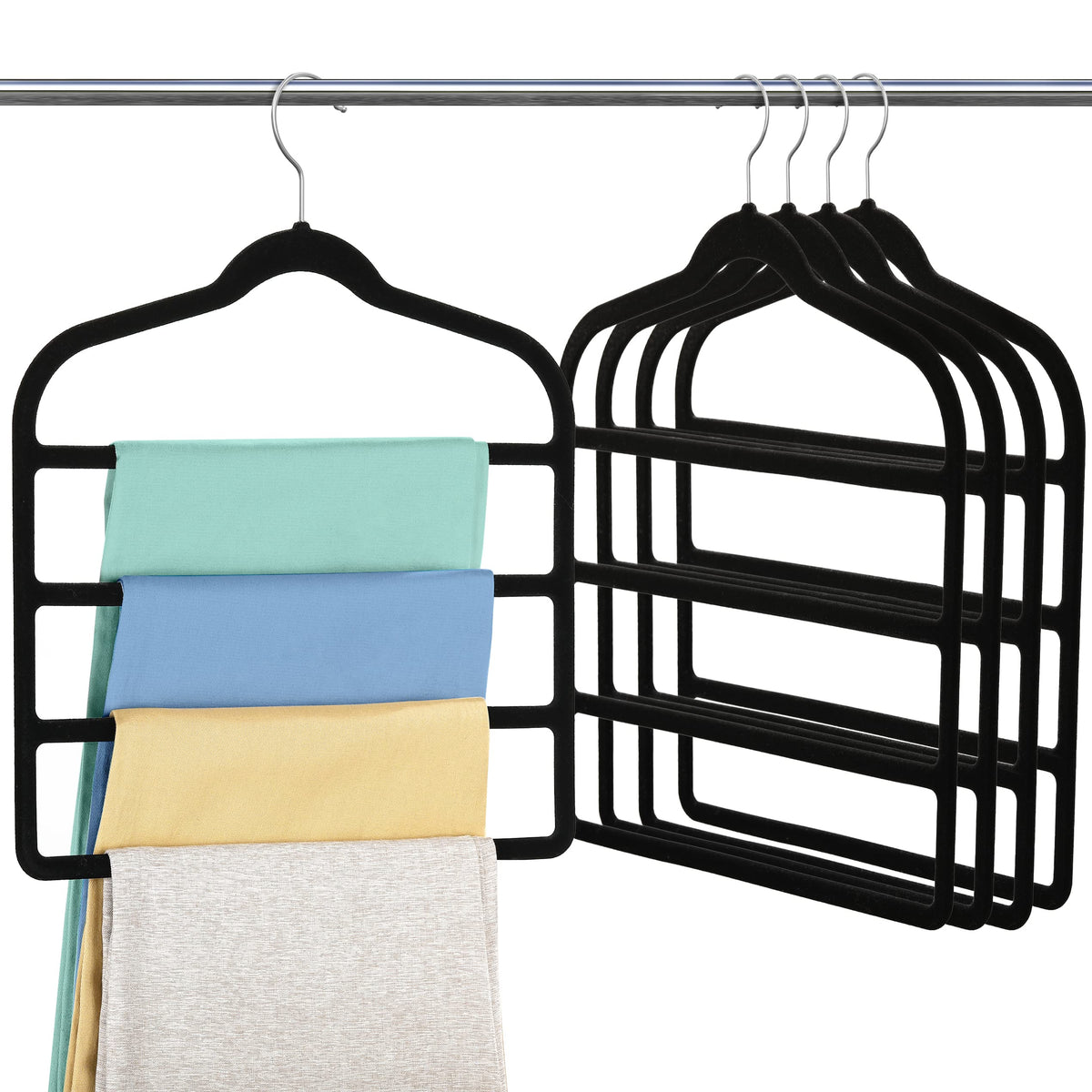 Velvet Pants Clothes Hanger Space Saving Non Slip Pants Shorts Hanger, Myfolrena Jeans Slack Trousers Hangers Multiple Velvet Ha