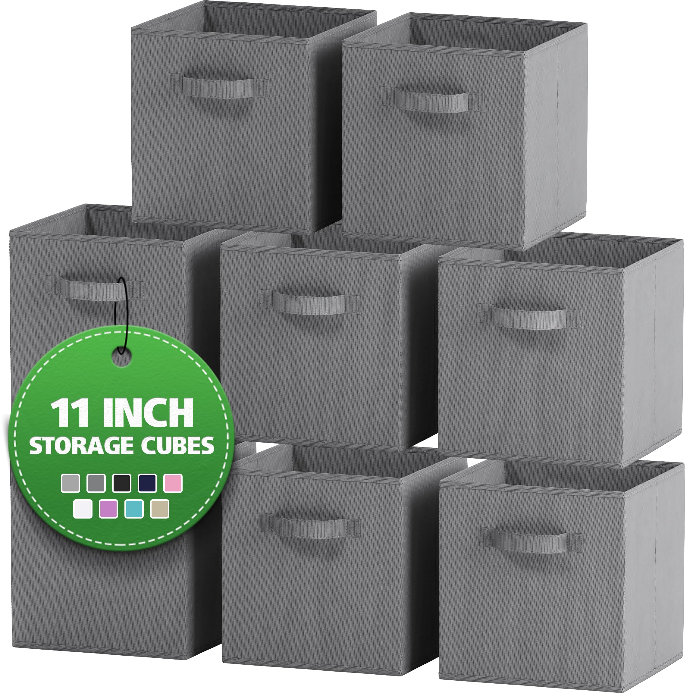 Fabric Storage Cubes For Cube Organizer - 8 Pack Heavy Duty Blue Storage Bins - 11 Inch Cube Storage Bin, Use As A Clothes Stora