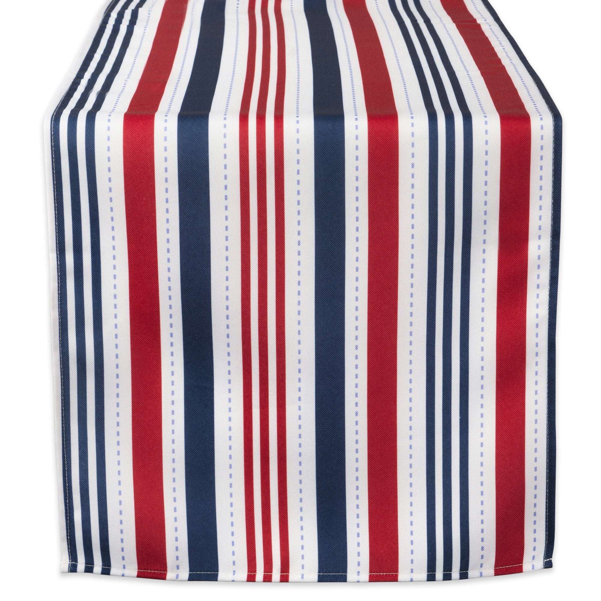 DII Patriotic Stripes Tabletop Collection, Stain Resistant & Waterproof, Table Runner, 14x108, Red, White, & Blue