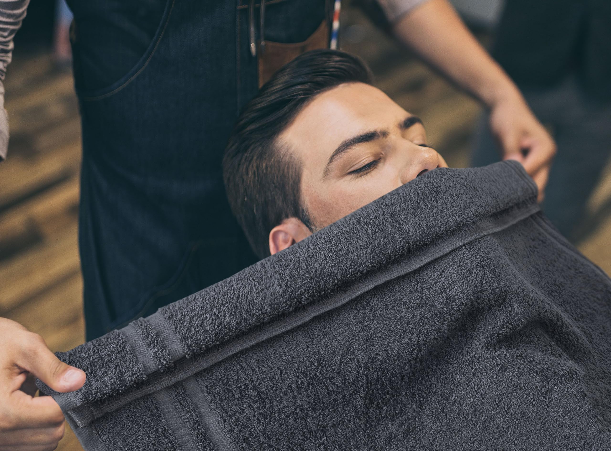 Utopia Towels Cotton Bleach Proof Salon Towels (16x27 inches) - Bleach Safe Gym Hand Towel (24 Pack  Dark Grey)