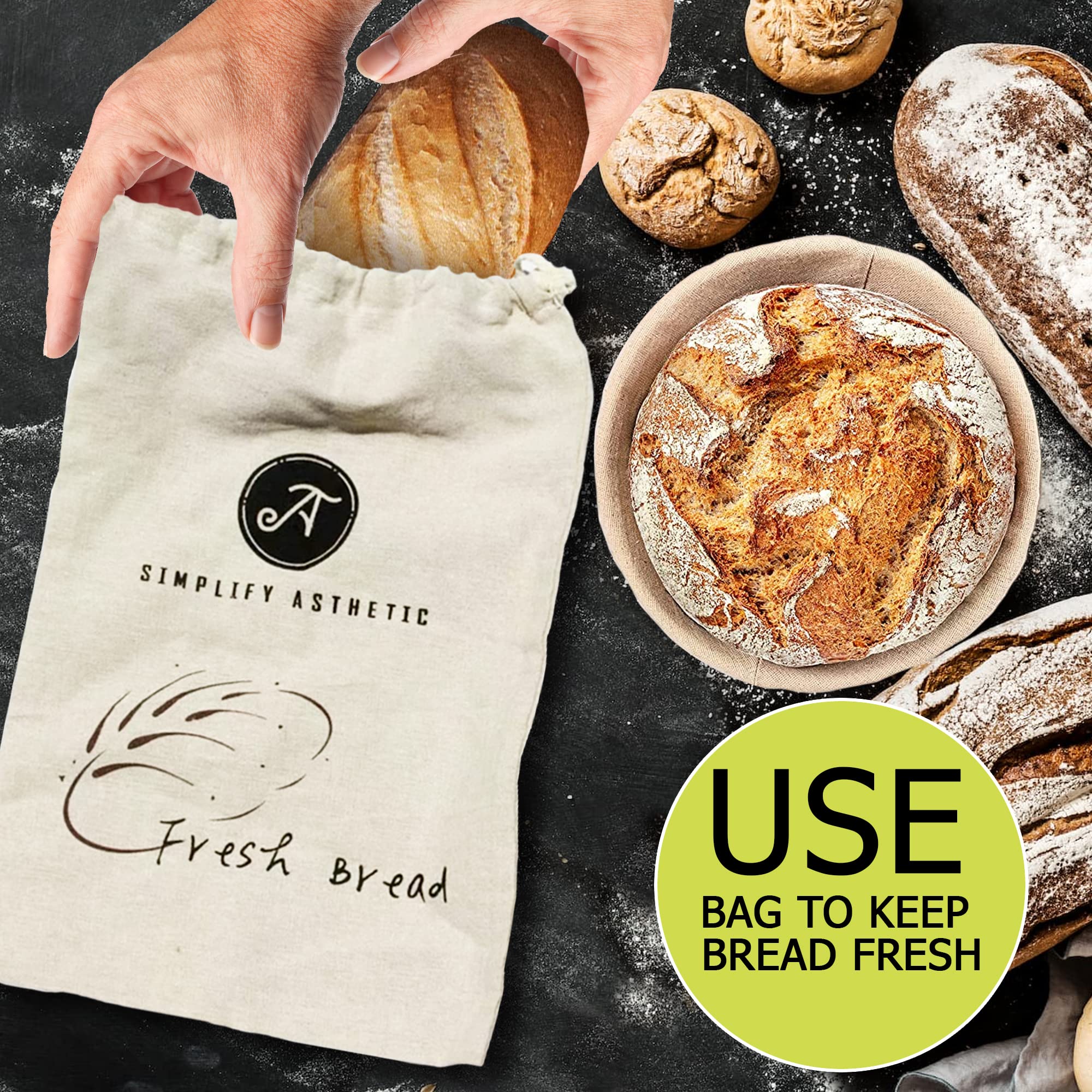 Banneton Bread Proofing Basket - A Complete Sourdough Bread Baking Supplies - Bread Baking Supplies - Sourdough Starter Jar - In
