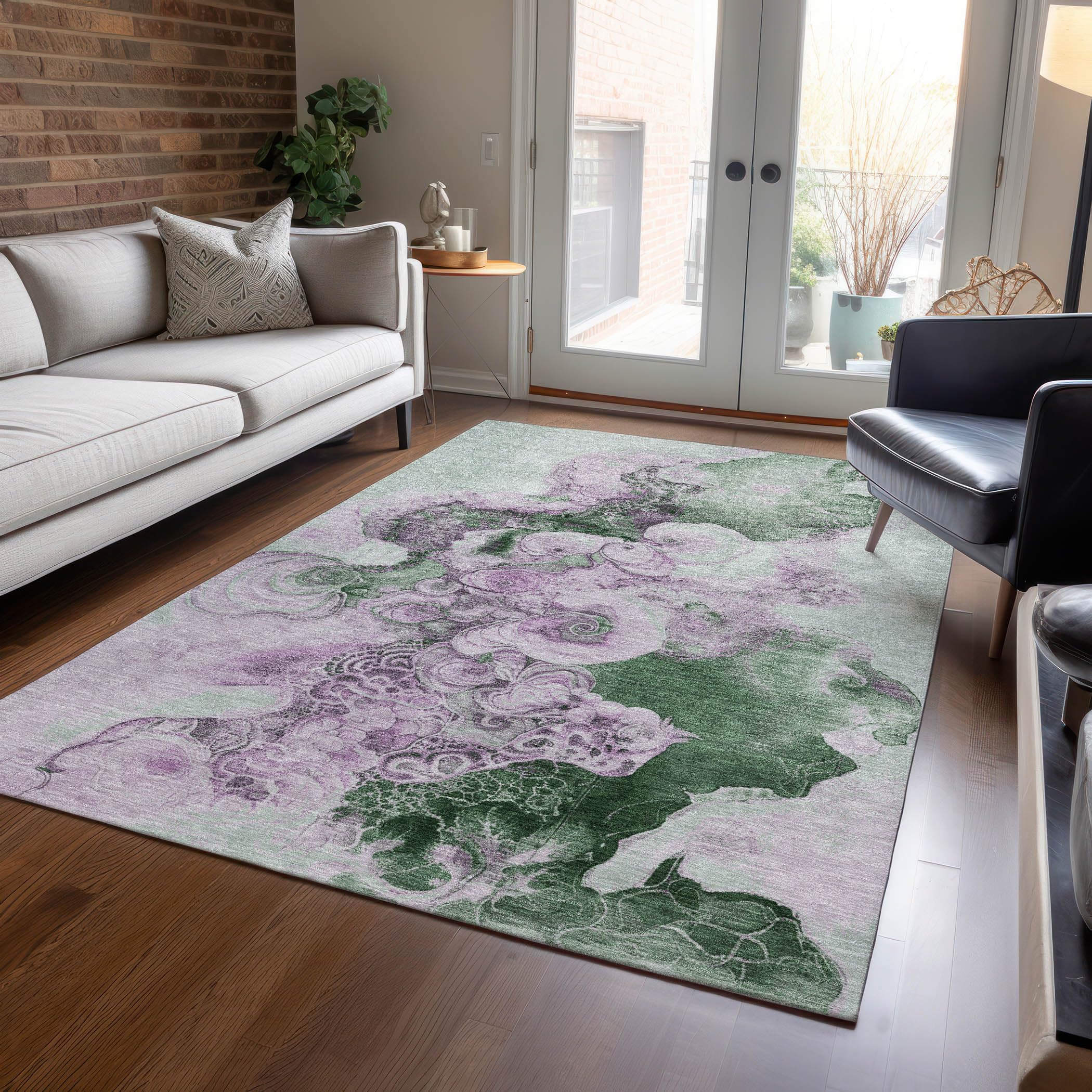 Machine Washable Indoor/Outdoor Chantille Sage 5 x 76 Rug