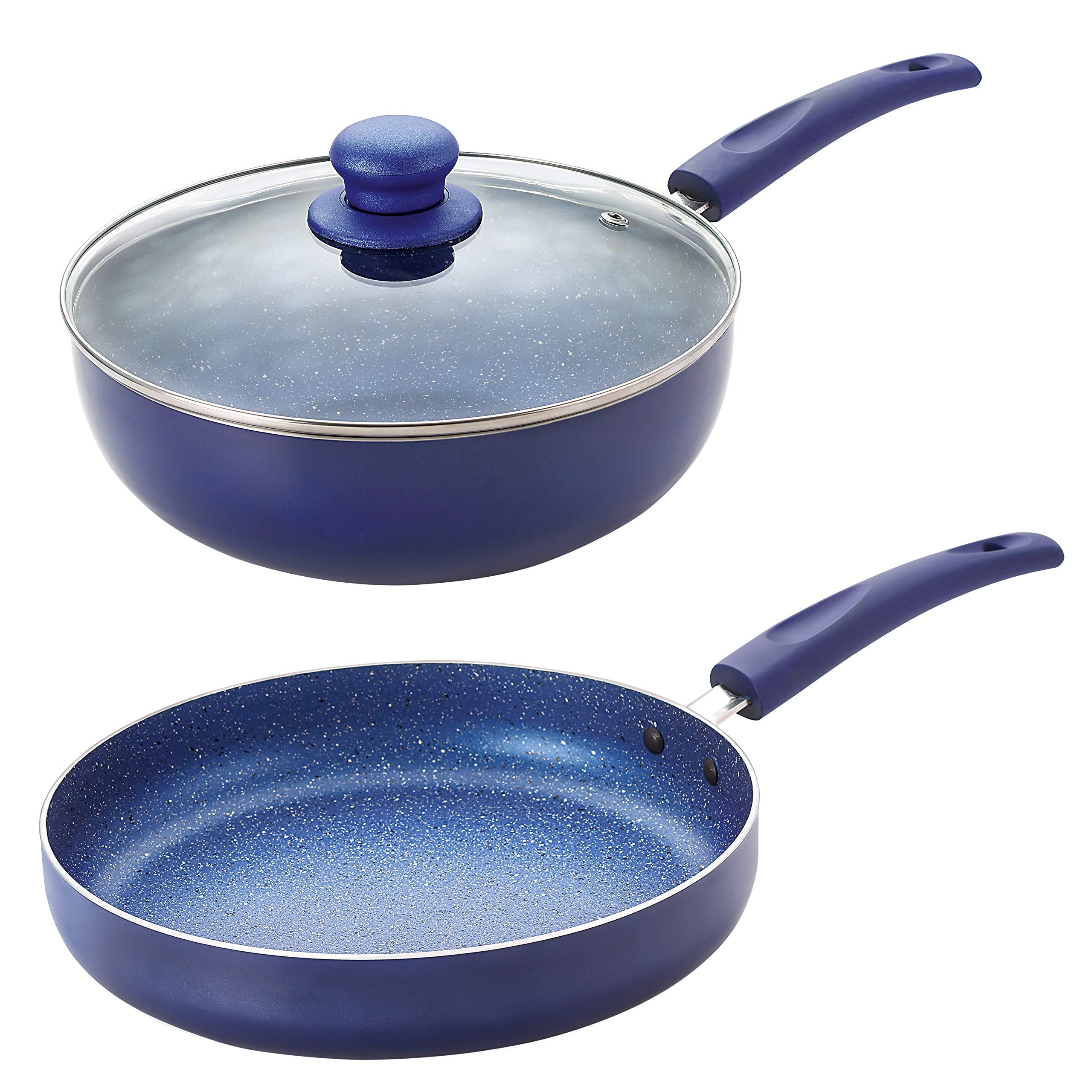 Nirlon Bling Induction Base Non Stick Aluminium 3 Piece Pots And Pan Set [1 Fry Pan 240Mm  1.5 Liter|1 Deep Kadhai 240Mm  3 Li