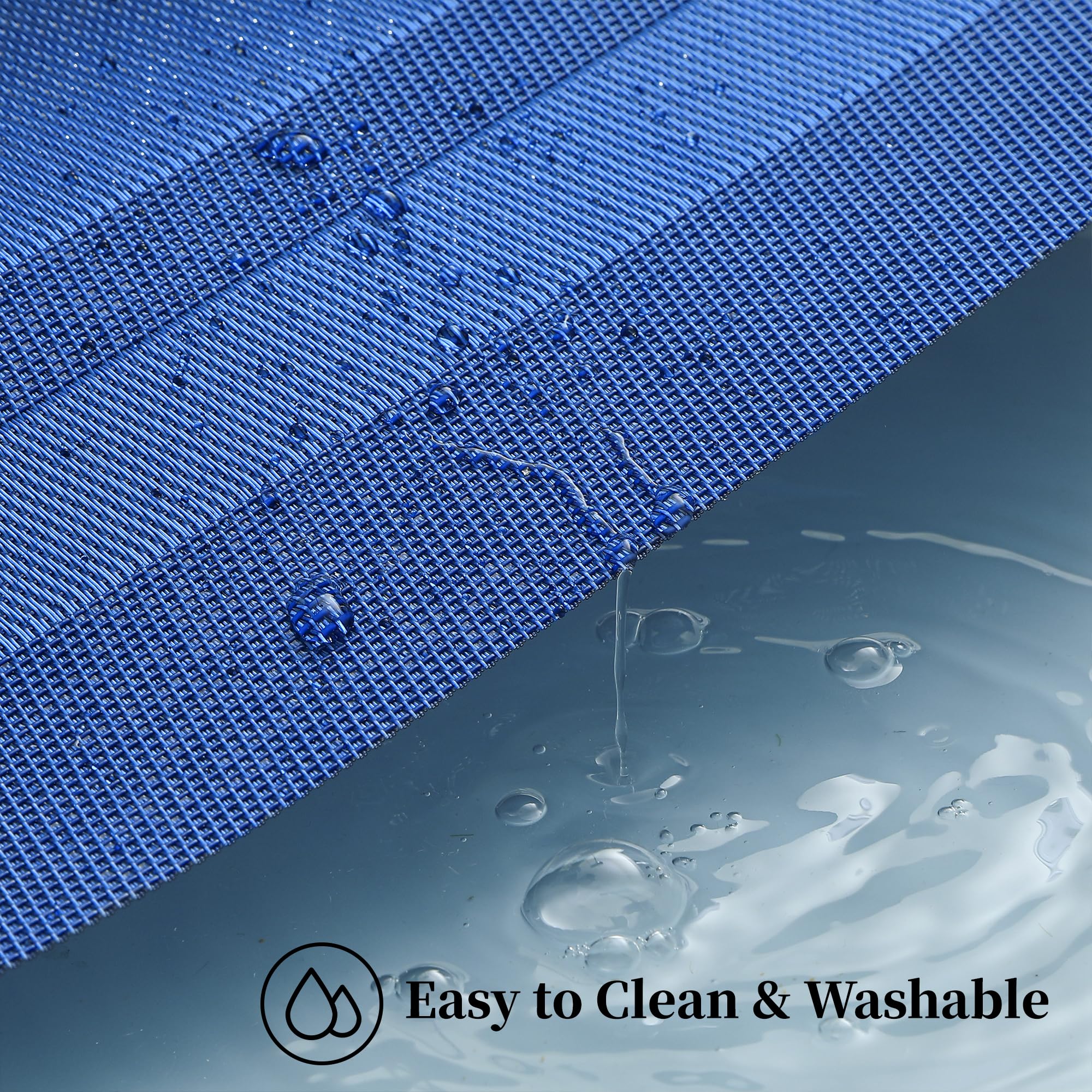 Leetaltree Blue Frame Placemats Set Of 8 - Heat Resistant Non-Slip Place Mats For Dining Table, Washable Durable Pvc Vinyl Woven