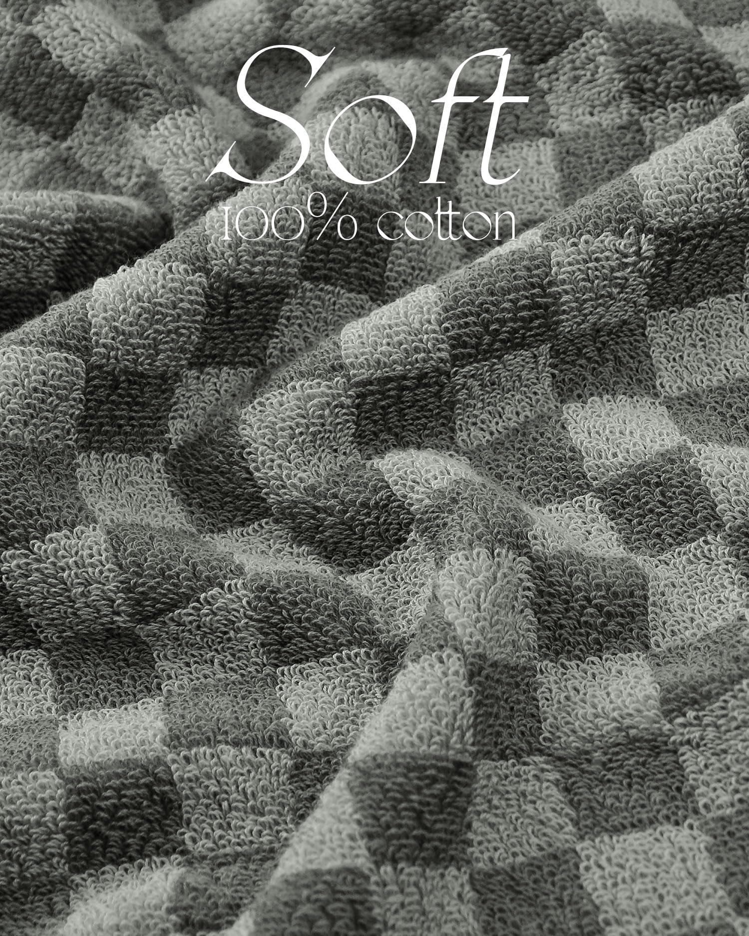 Jacquotha Soft Hand Towels 4 Pack, Grey Checkered Face Towel Set For Bathroom Kitchen, Decorative Quick Dry Towel 13X29 Inches