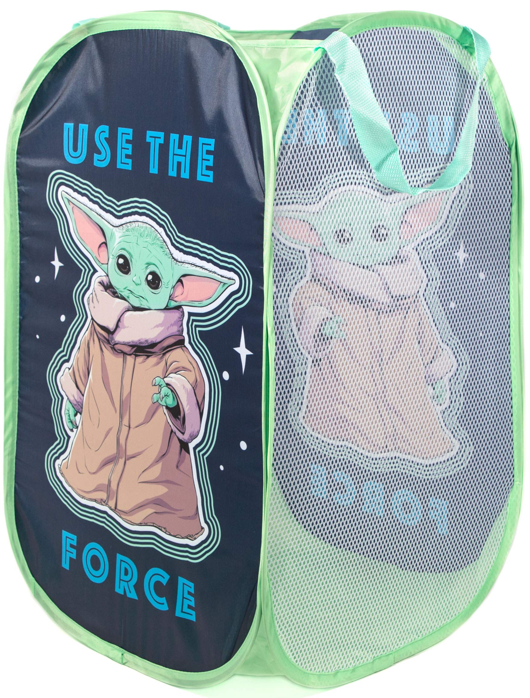Star Wars The Mandalorian The Child Pop Up Hamper - Mesh Laundry Basket/Bag with Durable Handles - Features Baby Yoda Grogu (Official Star Wars Product)