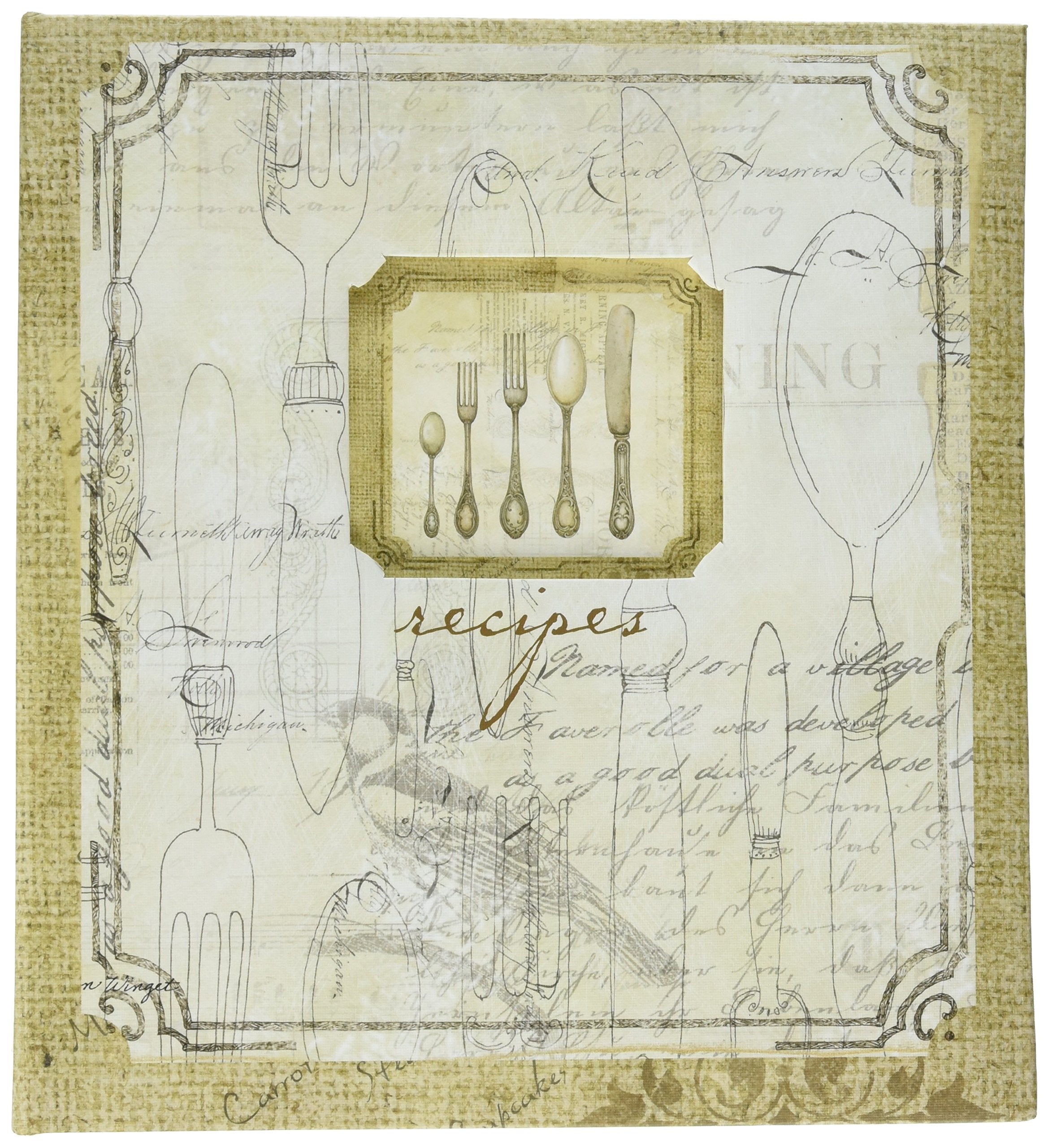 C.R. Gibson Rustic Silverware Recipe Book, 8.32'' W X 9.4'' H X 1.75'' D