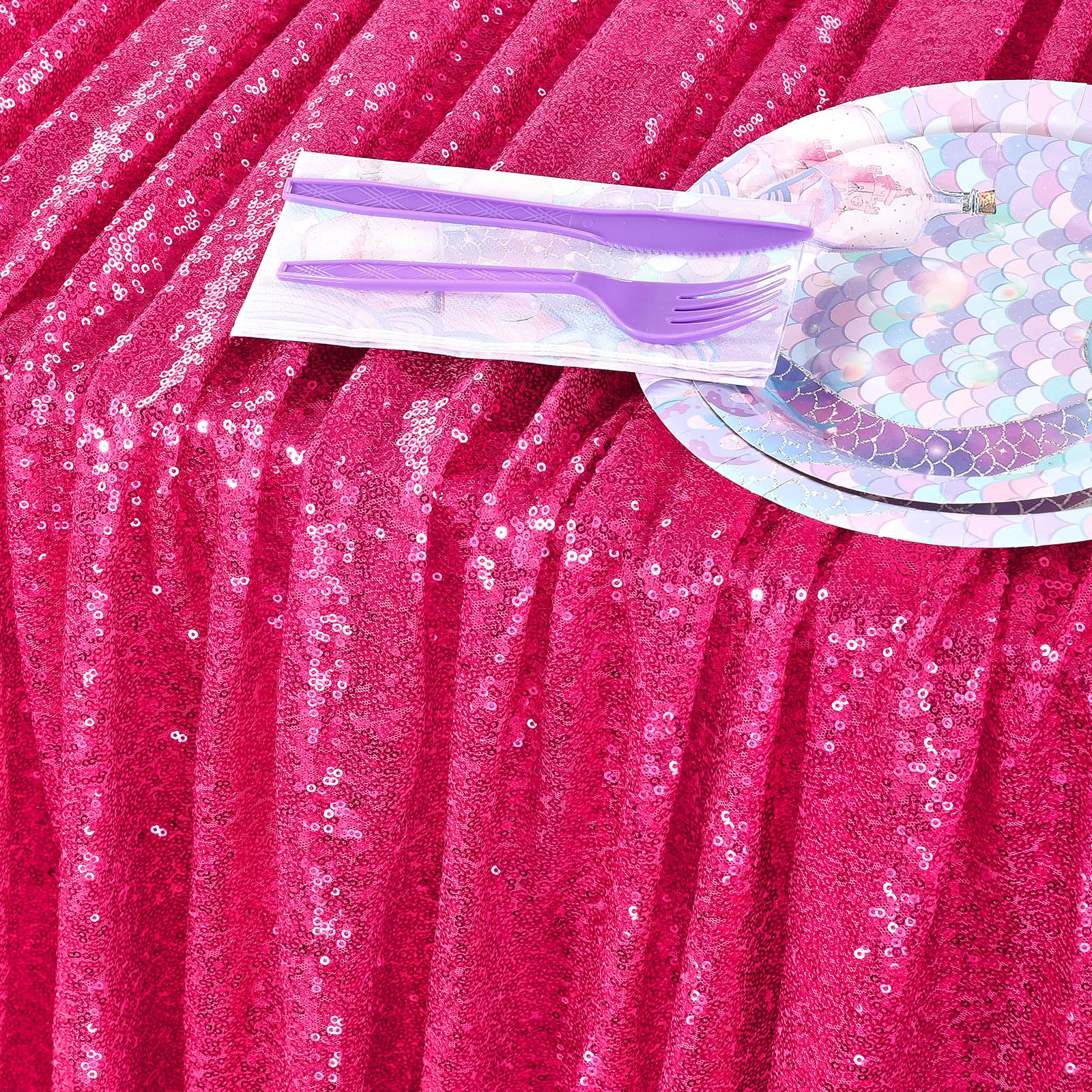 Queendream Rectangular Sequin Tablecloth 90 X 132 Inch Sparkly Patio Table Cloth For Spring Party Wedding Baby Shower Table Deco