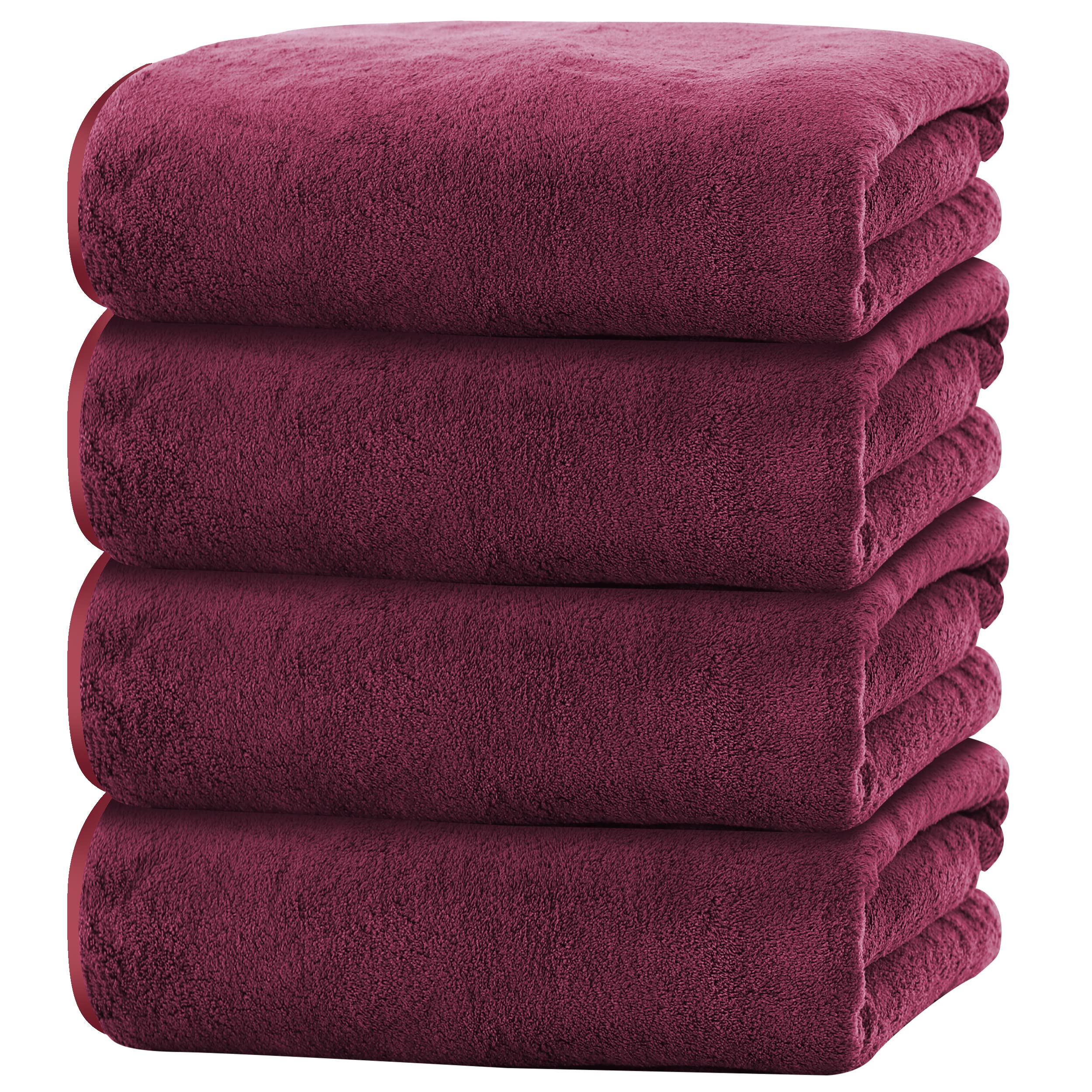 Cosy Family Bath Towel Set, 4 Pack, Burgundy