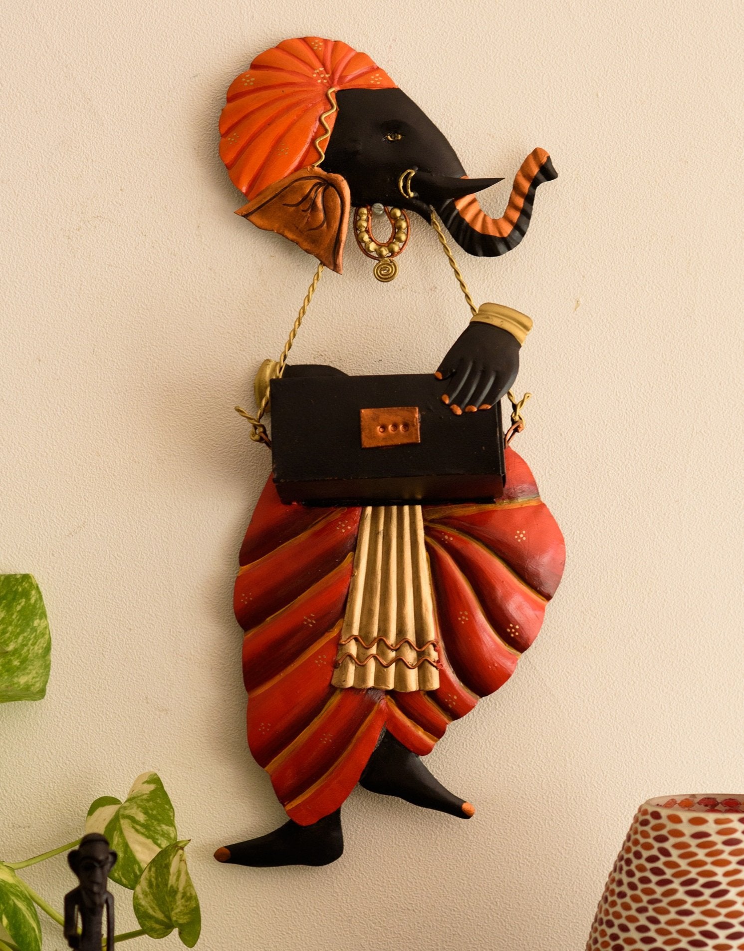 eCraftIndia Lord Ganesha Playing Harmonium Wall Hanging