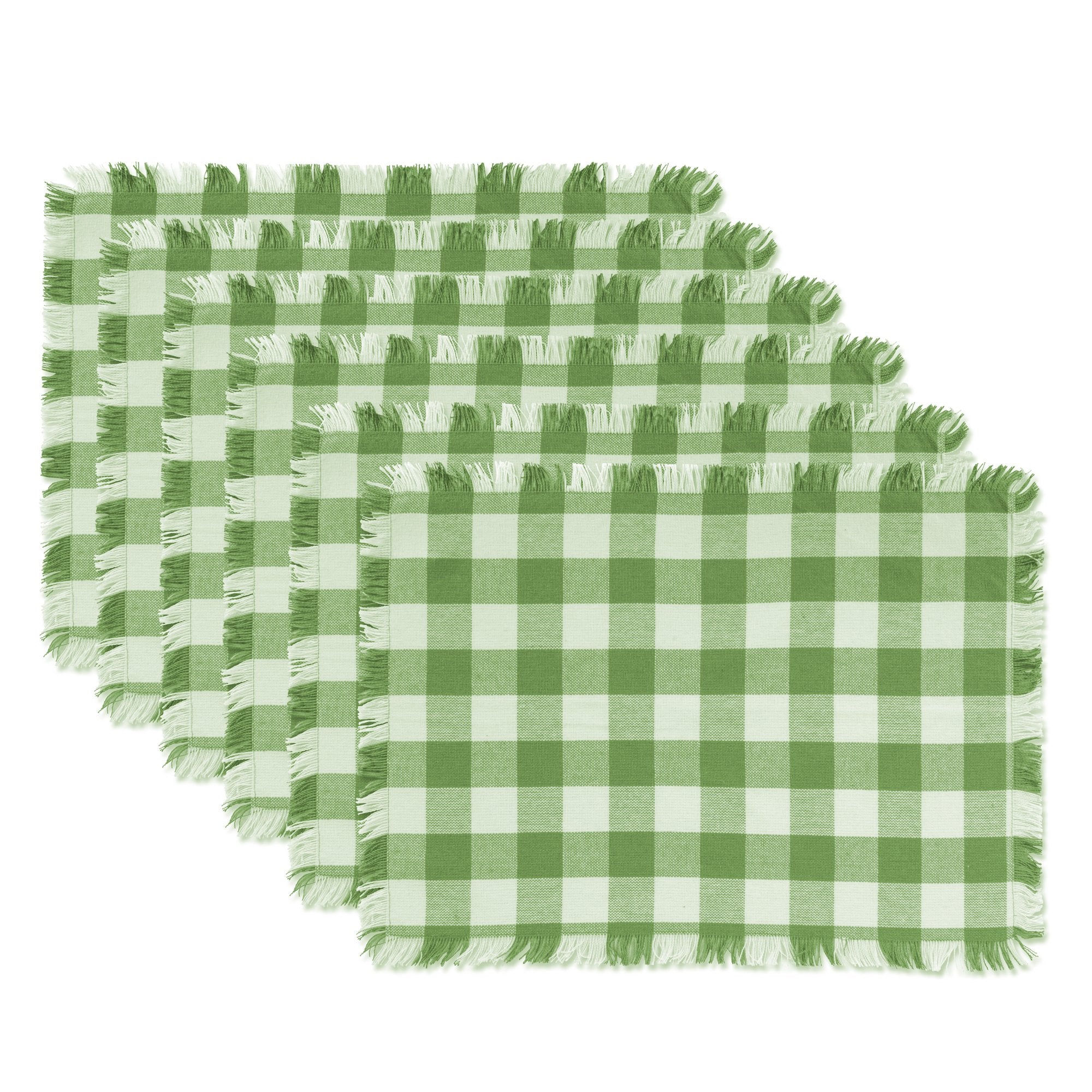 DII Heavyweight Fringed Check Tabletop Collection  Placemat Set  13x19  Bark Brown  6 Piece