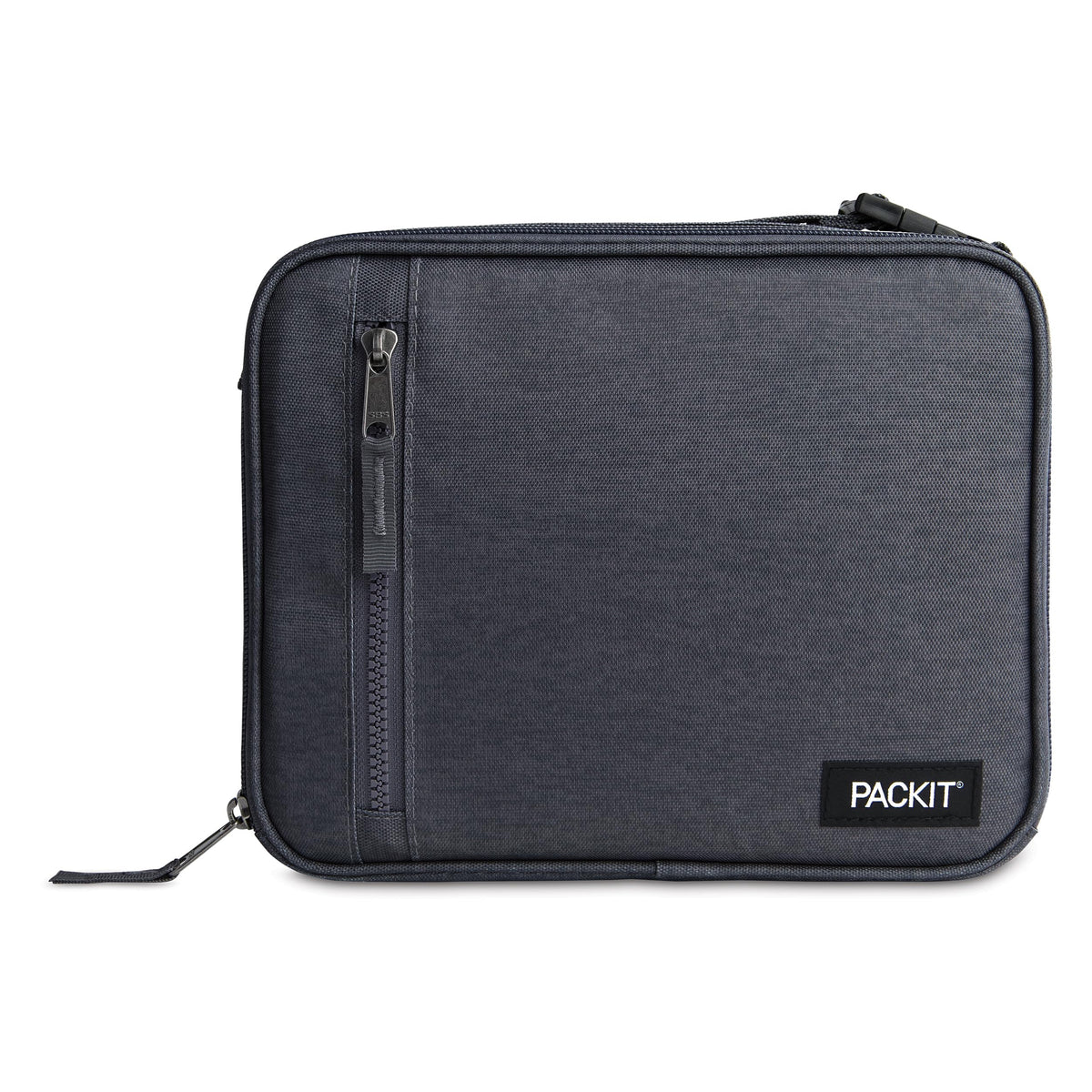 Packit Freezable Classic Lunch Box, City Charcoal, Built With Ecofreeze Technology, Collapsible, Reusable, Zip Closure With Fron