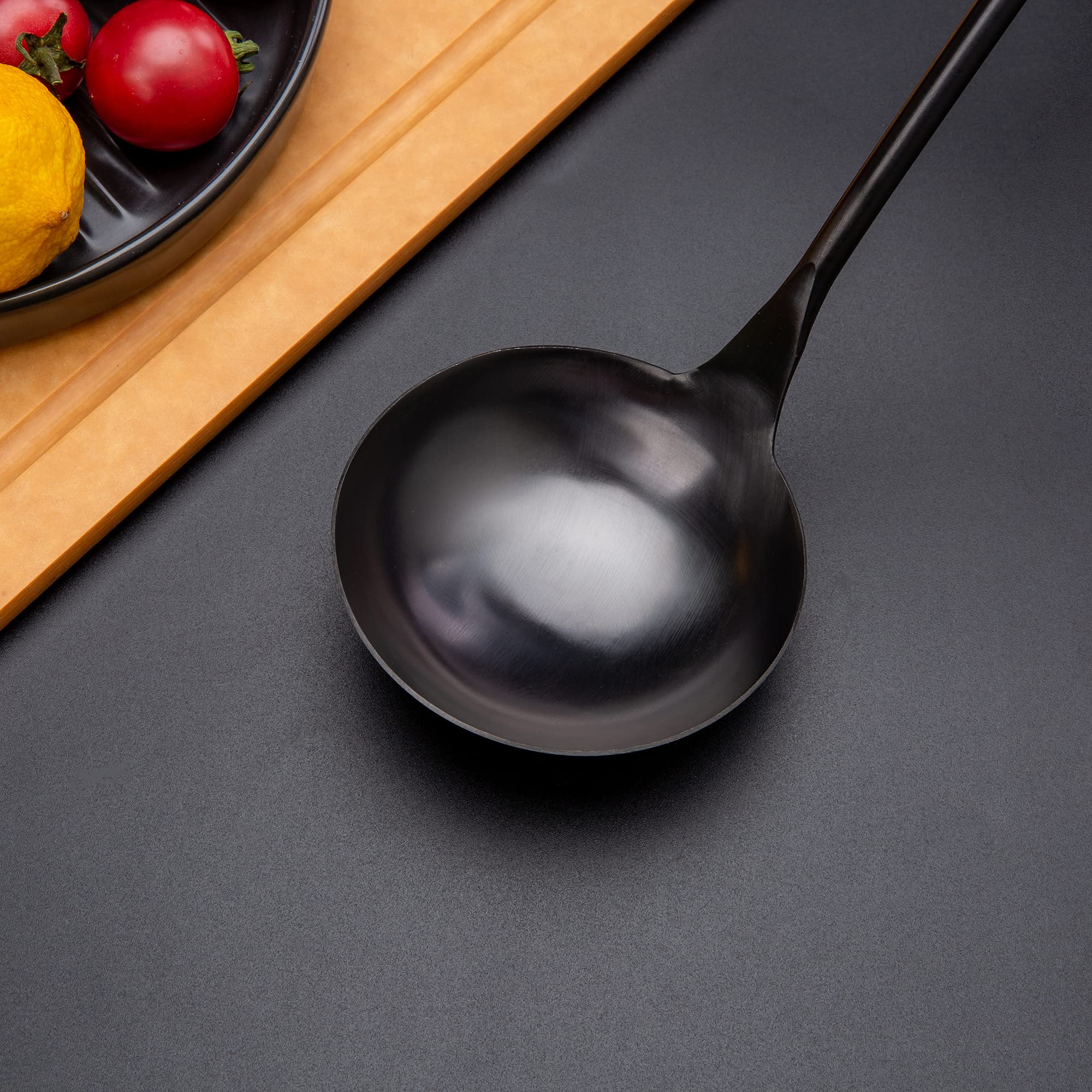 Soup Ladle 14.2 Inches Wok Utensils Stainless Steel Soup Ladle Rust Proof Soup Ladle With Ergonomic Wooden Handle Soup Serving S